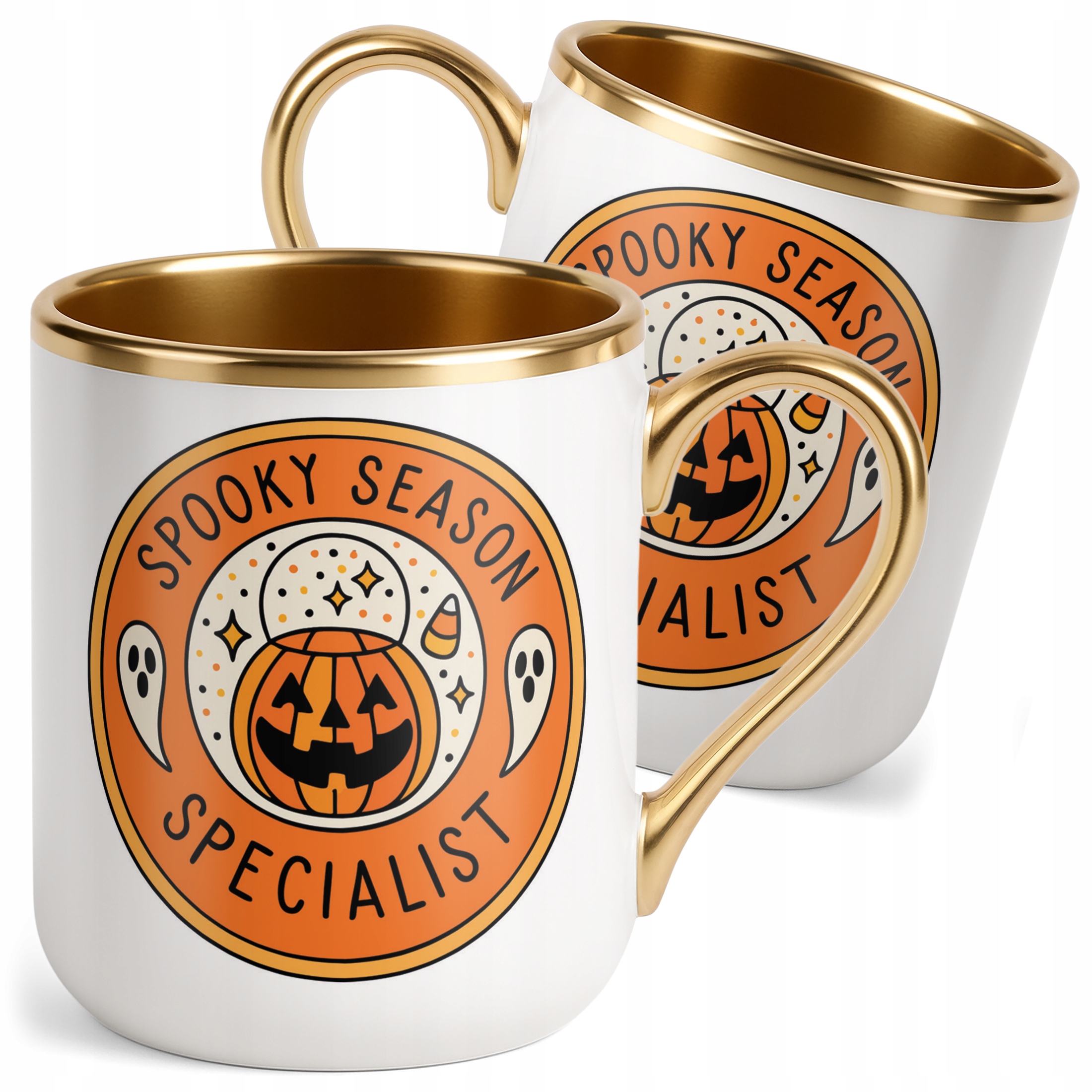 Kubek Premium Złoty Halloween Spooky Season Dynia Jesień Prezent