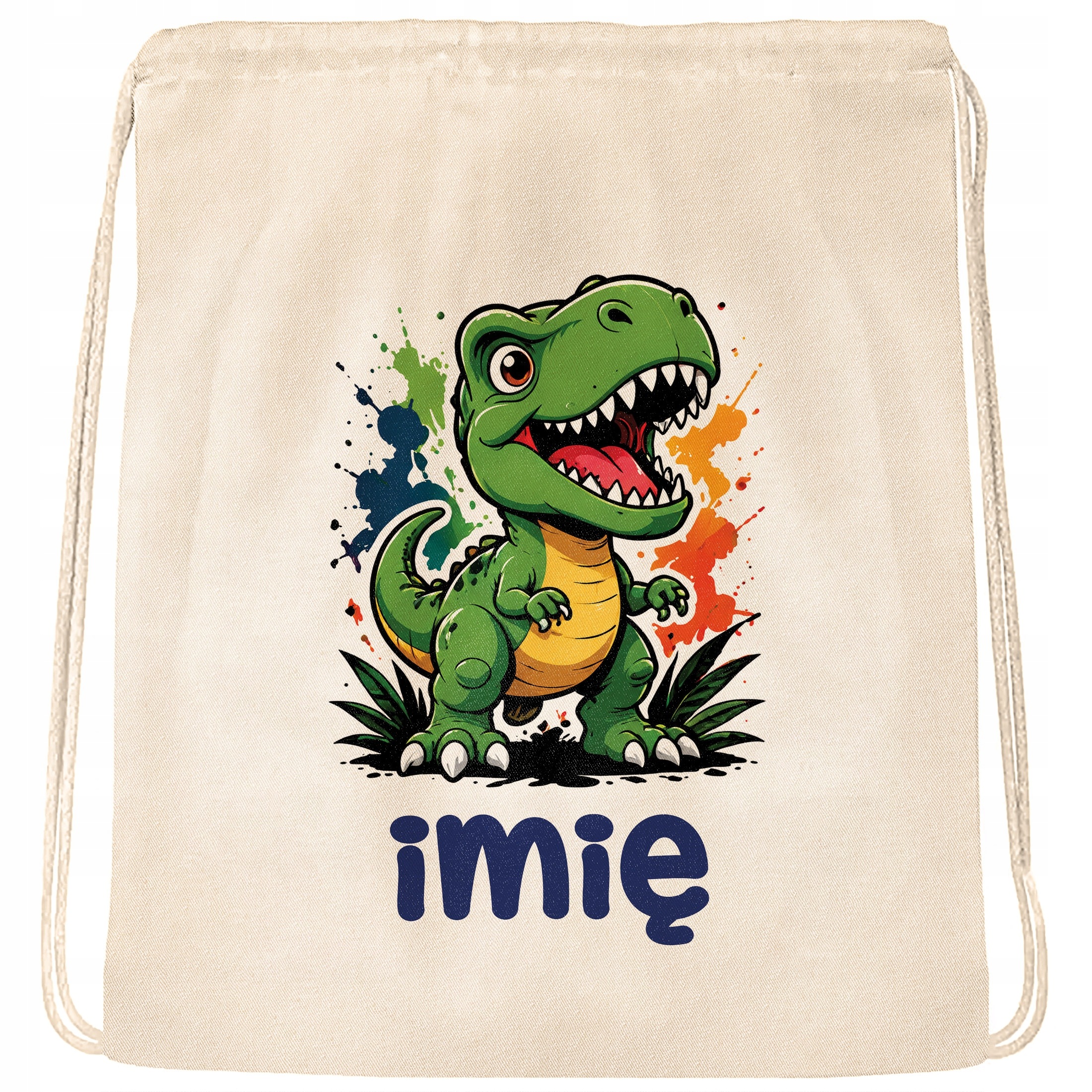Zestaw Personalizowany Plecak Worek Kubek Czerwony T-rex Prezent