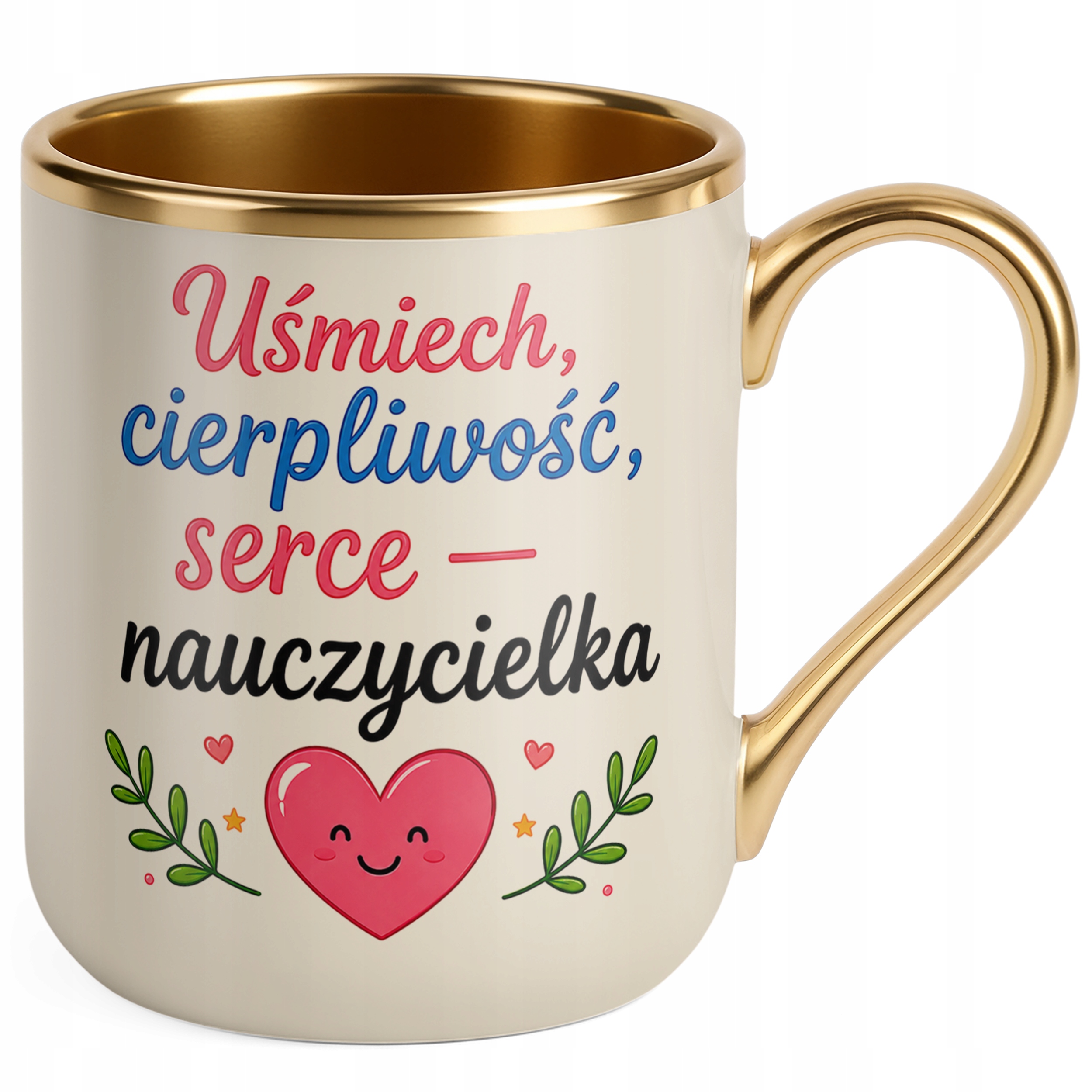 Kubek Premium Złoty Ecru Dzień Nauczyciela Dla Nauczycielki Prezent