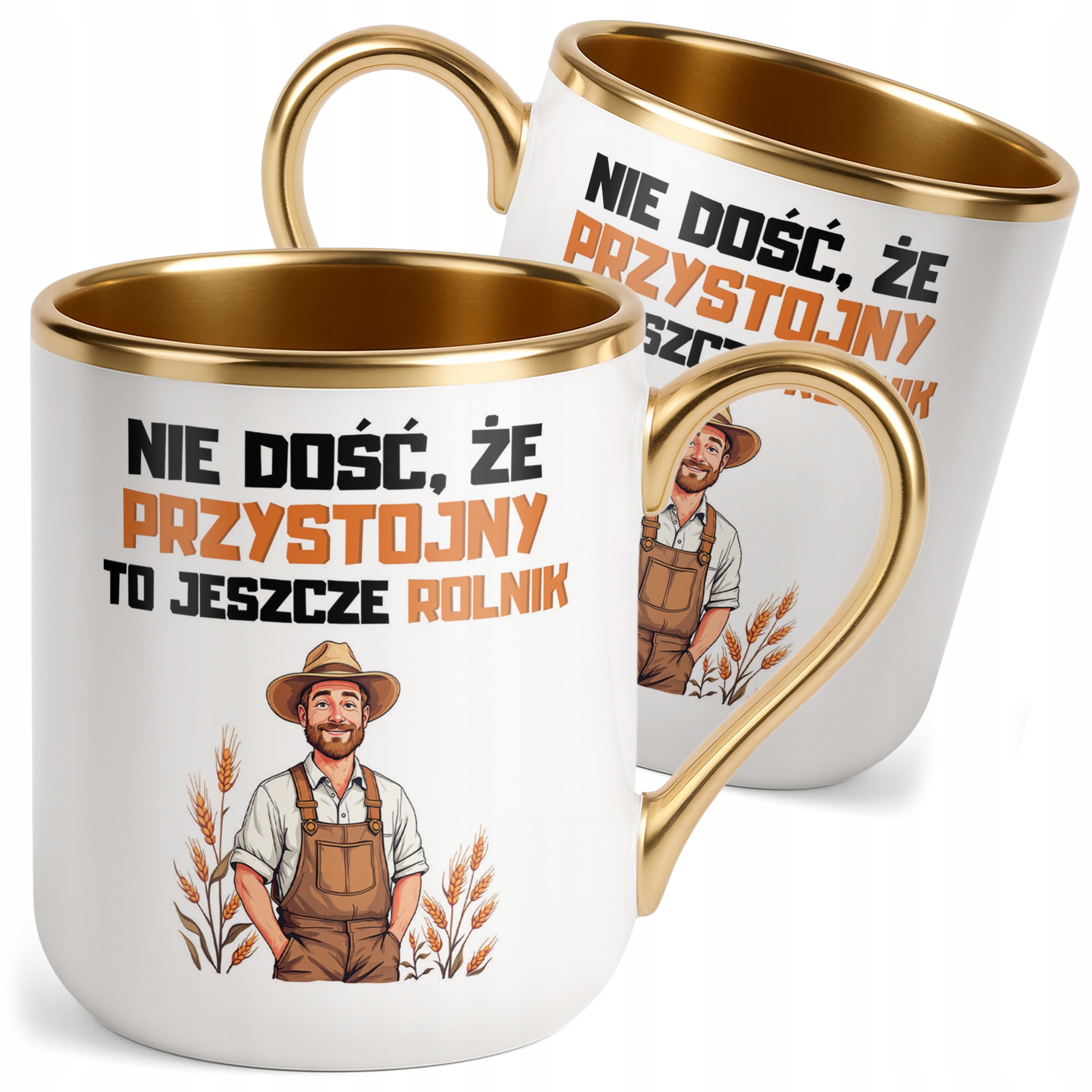 Kubek Premium Złoty Rolnik Dla Rolnika Traktor Zabawny Prezent
