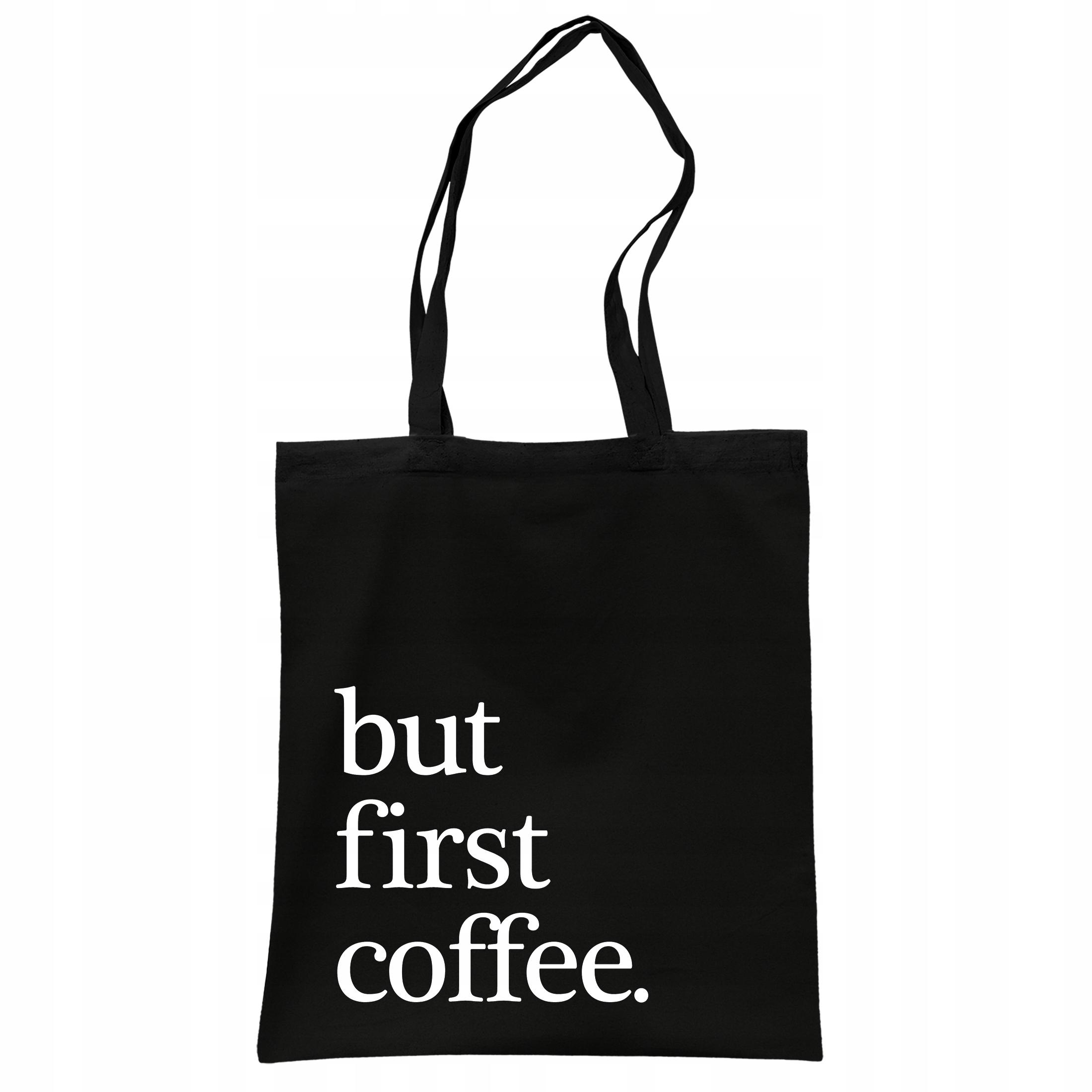 Torba bawełniana czarna na zakupy But First Coffee