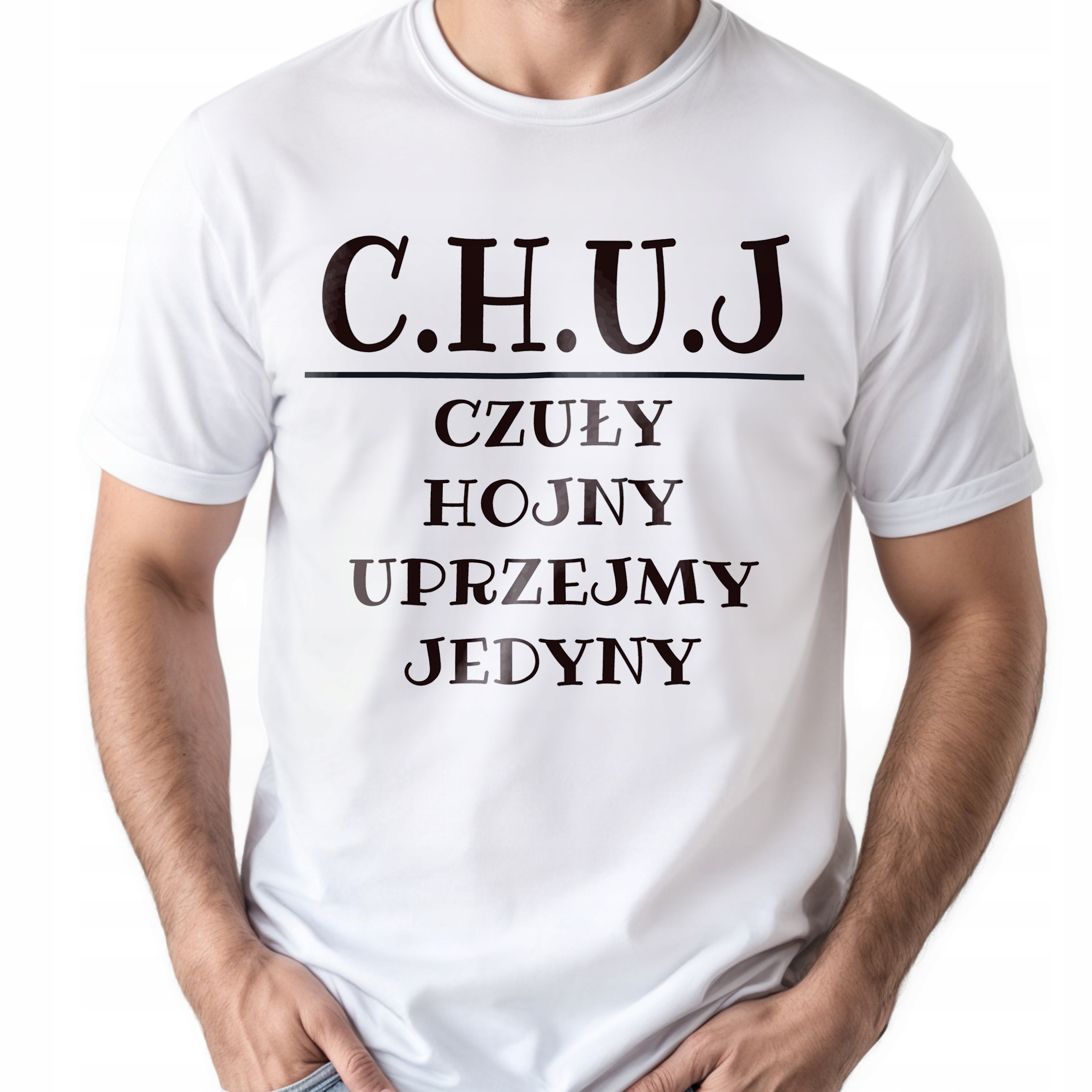 Koszulka biała męska C.H.U.J Zabawny Prezent Upominek