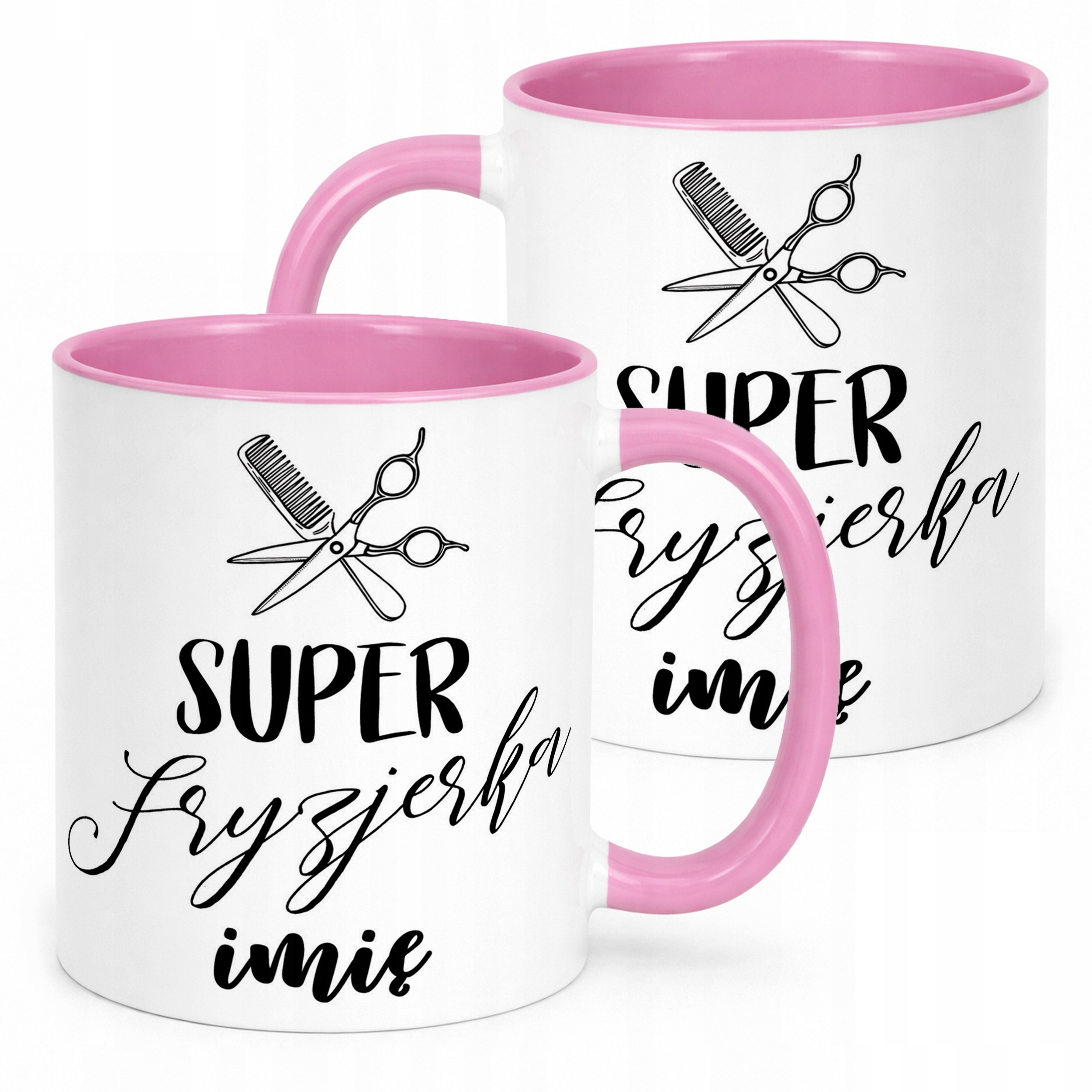 Kubek Różowy Personalizowany Super Fryzjerka Dla Fryzjerki Prezent