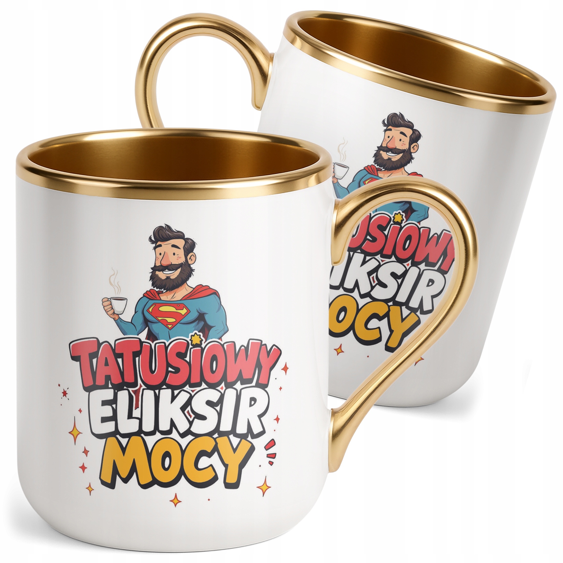 Kubek Premium Złoty Dzień Ojca Dla Taty Tatusiowy Eliksir Mocy Prezent