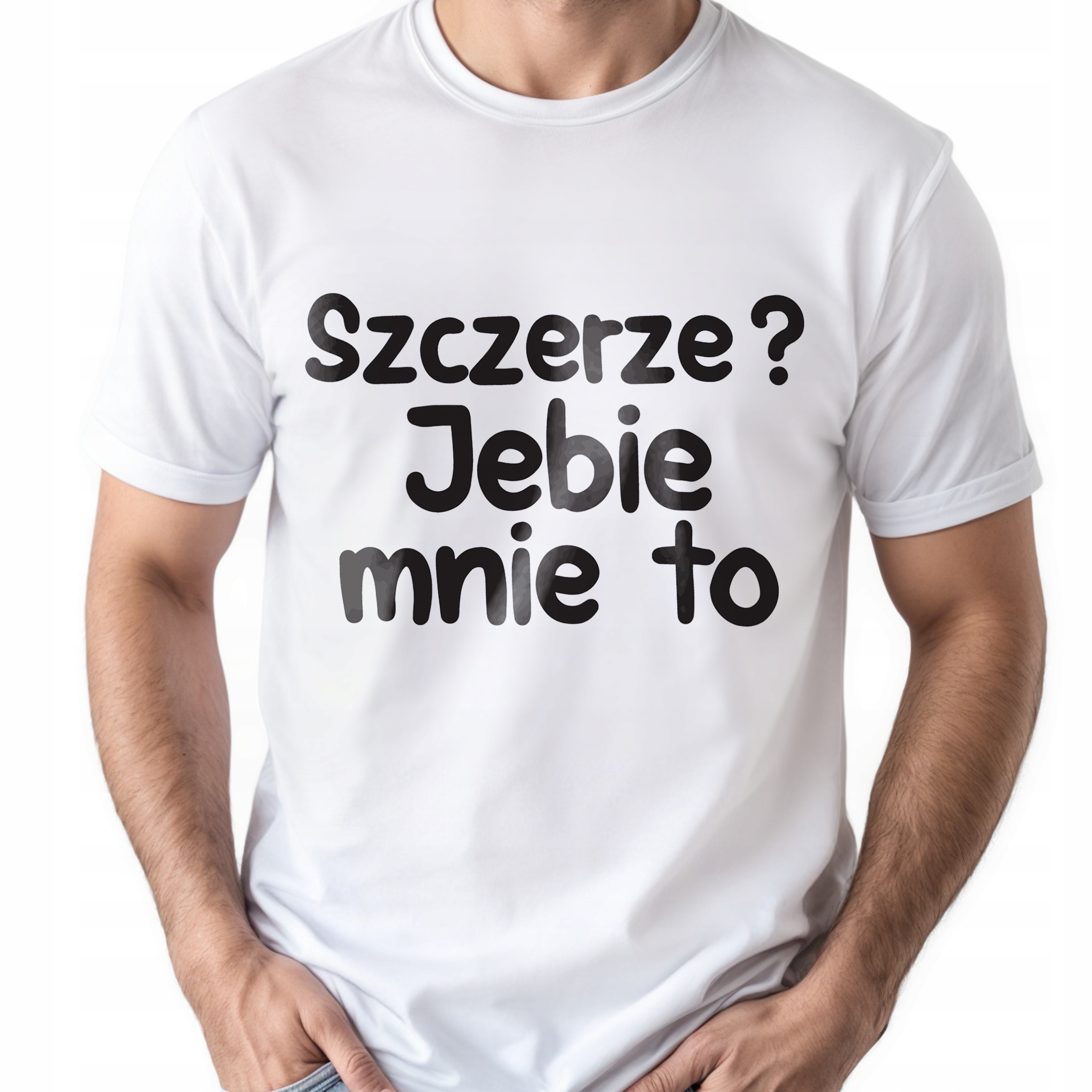 Koszulka biała męska Szczerze Je**e Mnie To Zabawny Prezent r. 3XL