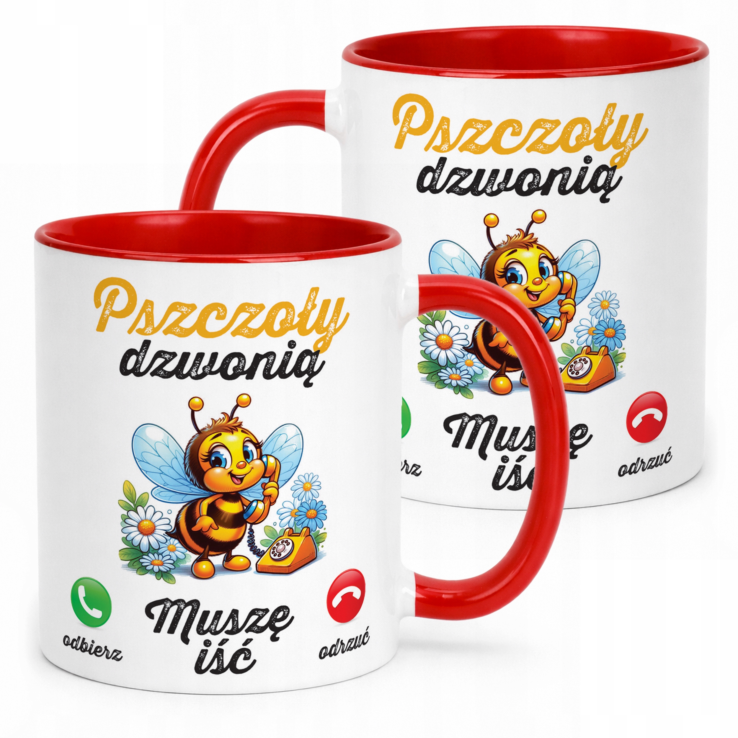 Kubek Czerwony Dla Pszczelarza Pszczoły Pasieka Prezent Upominek