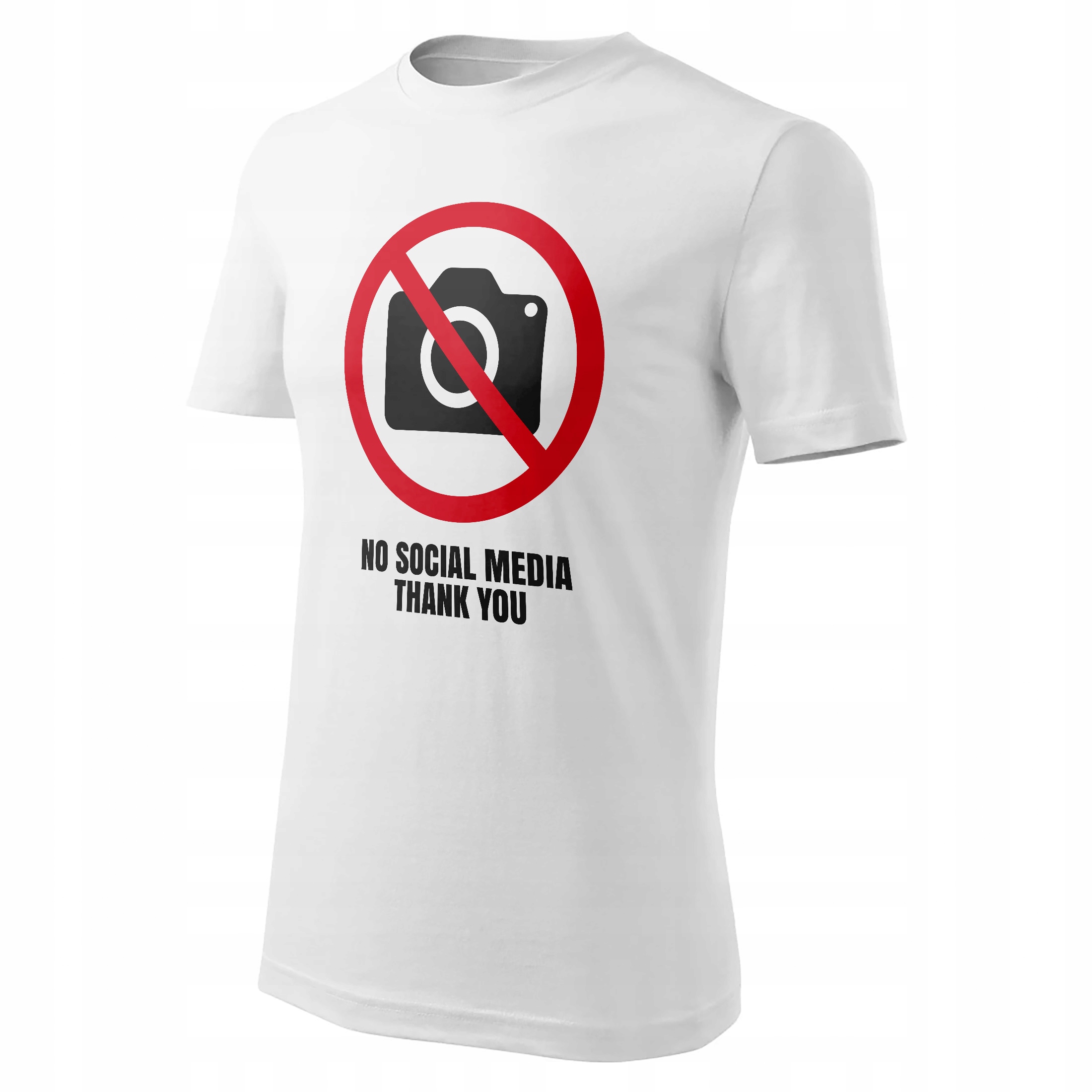 Koszulka męska biała #NoSocialMedia Bez Social Mediów