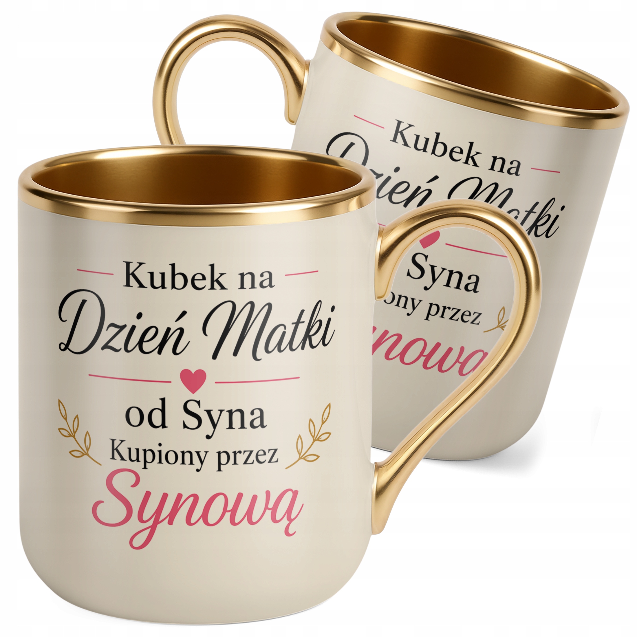 Prezent na Dzień Matki kubek premium złoty ecru dla mamy pomysł na prezent
