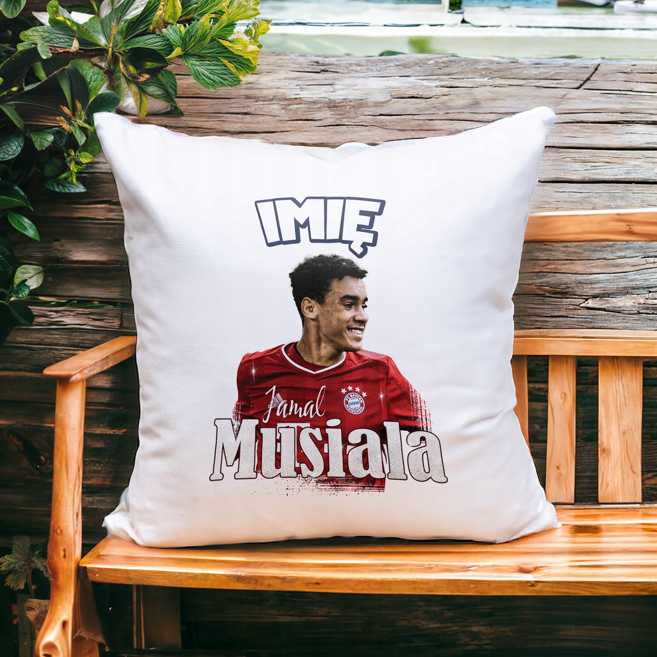 Poduszka personalizowana 38x38cm Jamal Musiala dla kibiców Bayern Monachium
