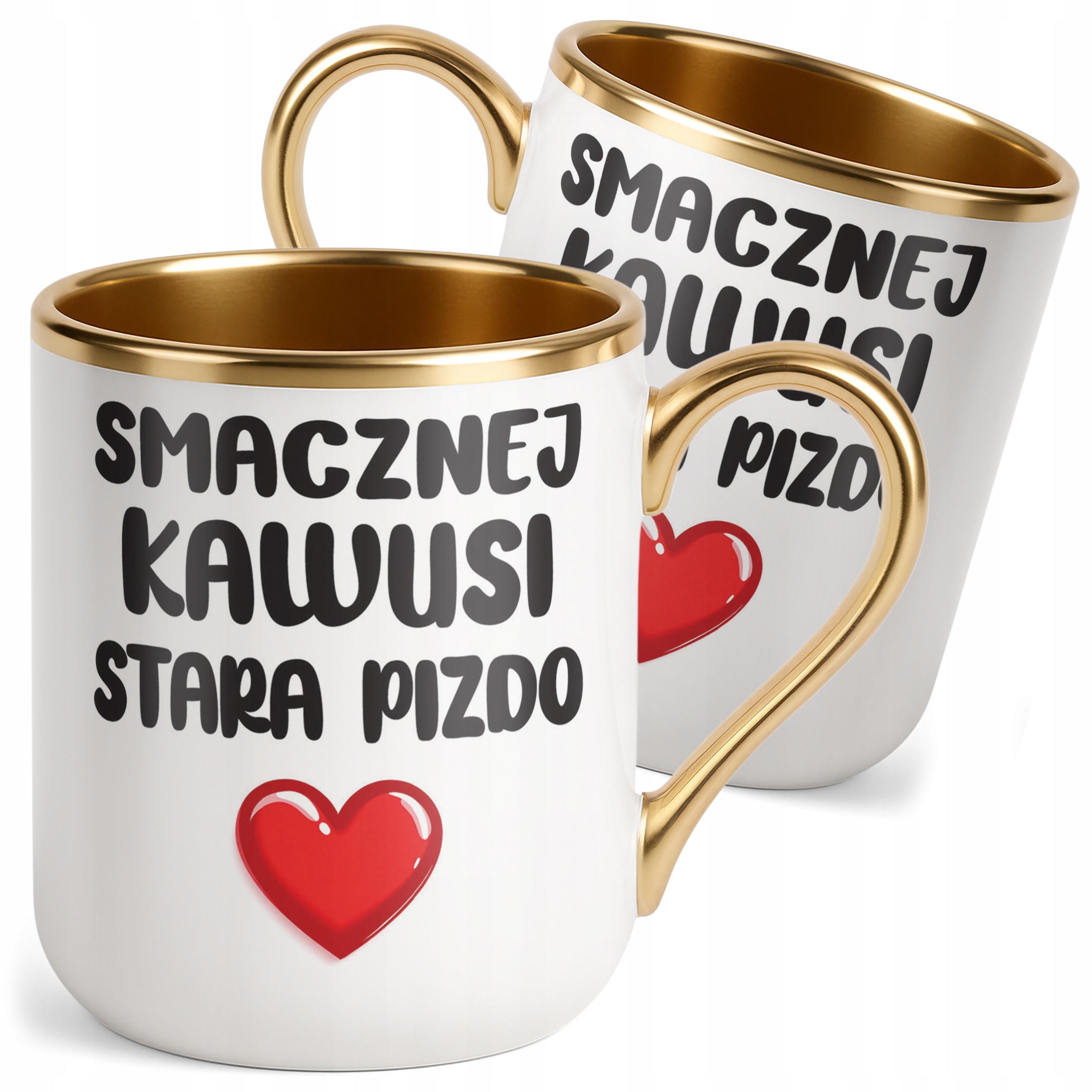 Kubek Premium Złoty Smacznej Kawusi Stara Piz*o Śmieszny Zabawny Prezent