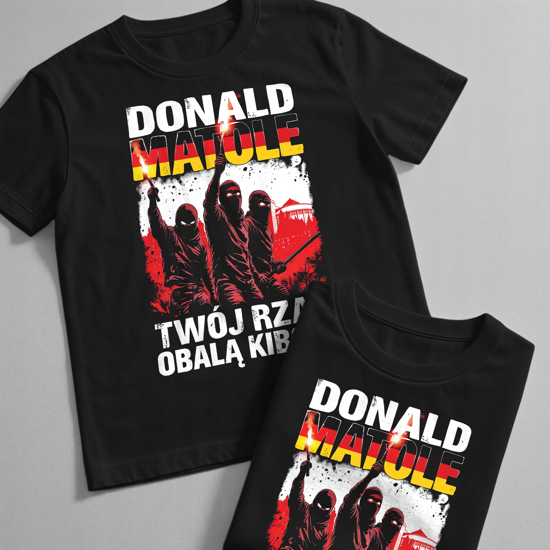 Koszulka czarna męska Donald Matole Twój Rząd Obalą Kibole r. 3XL