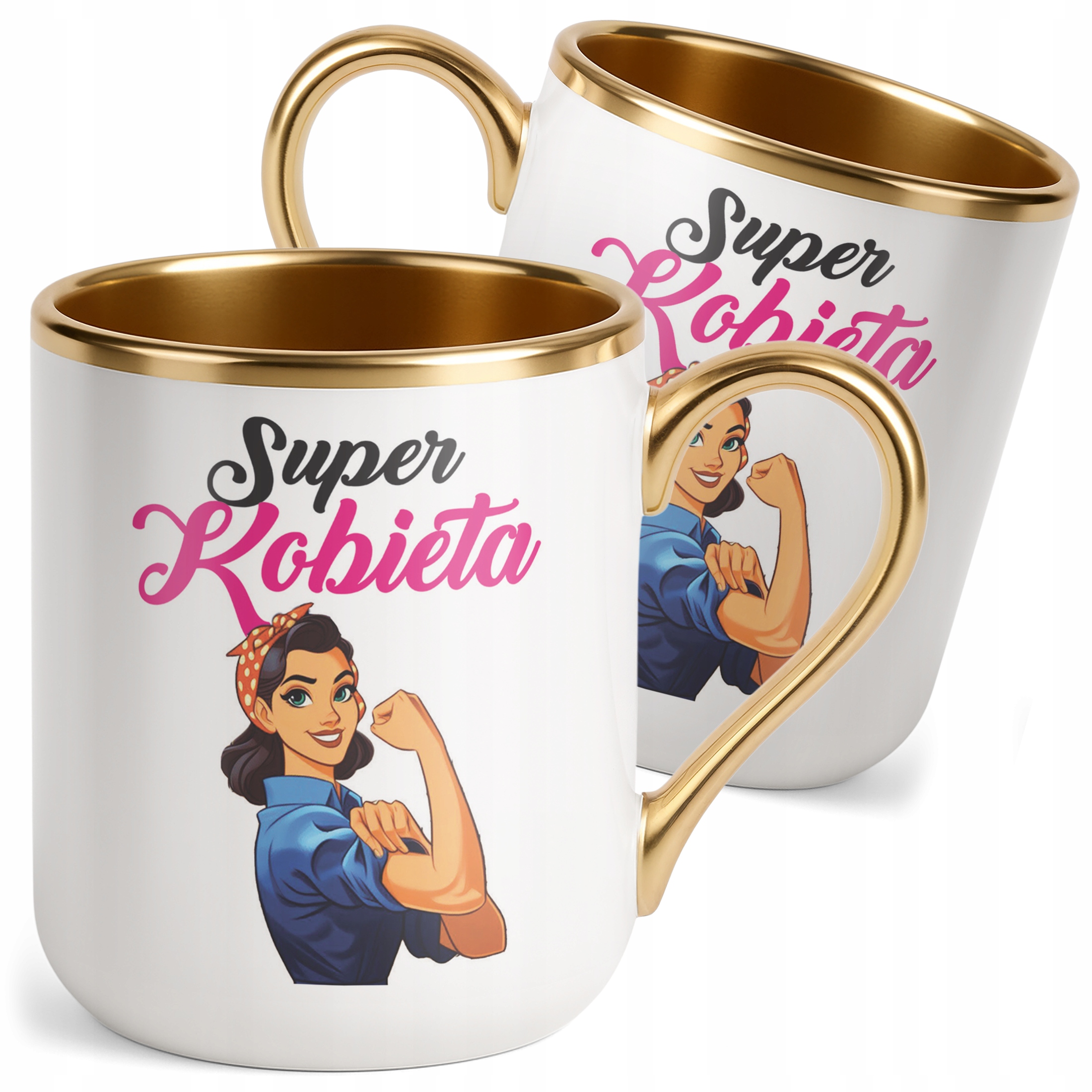 Kubek Premium Złoty Super Kobieta Z okazji Dnia Kobiet Prezent
