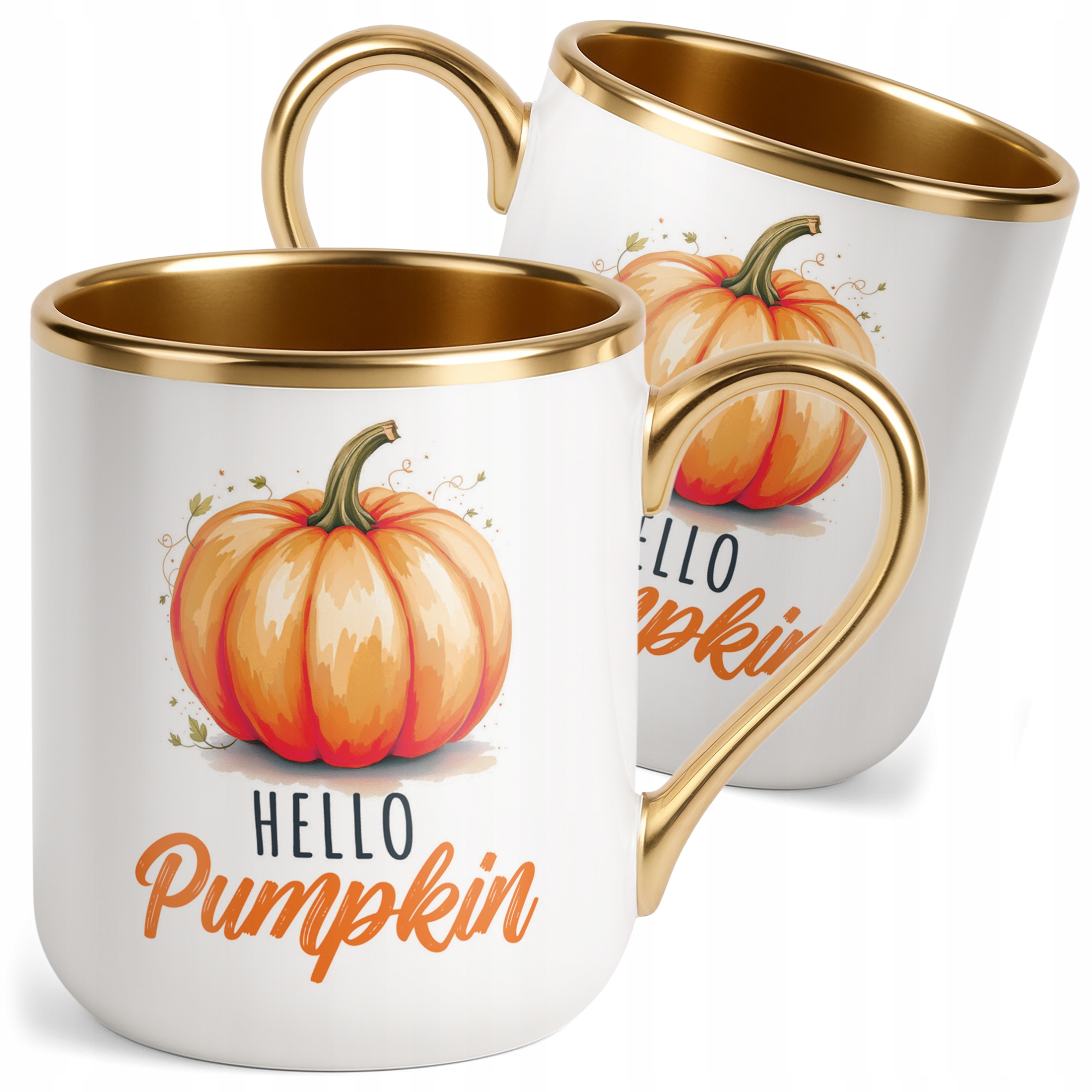 Kubek Premium Złoty Jesienny Jesień Hello Pumpkin Dynia Prezent