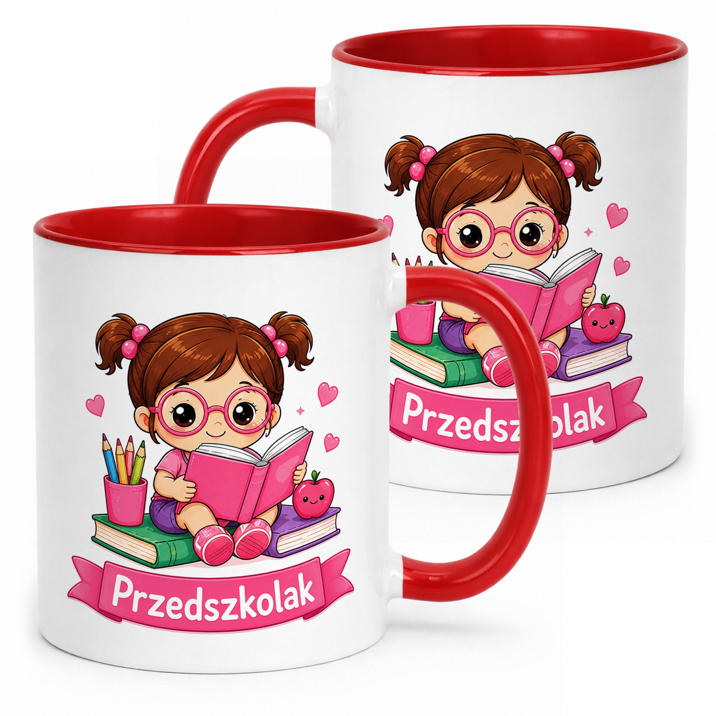 Kubek Czerwony z nadrukiem Przedszkolak Szkoła Dla Dzieci Prezent