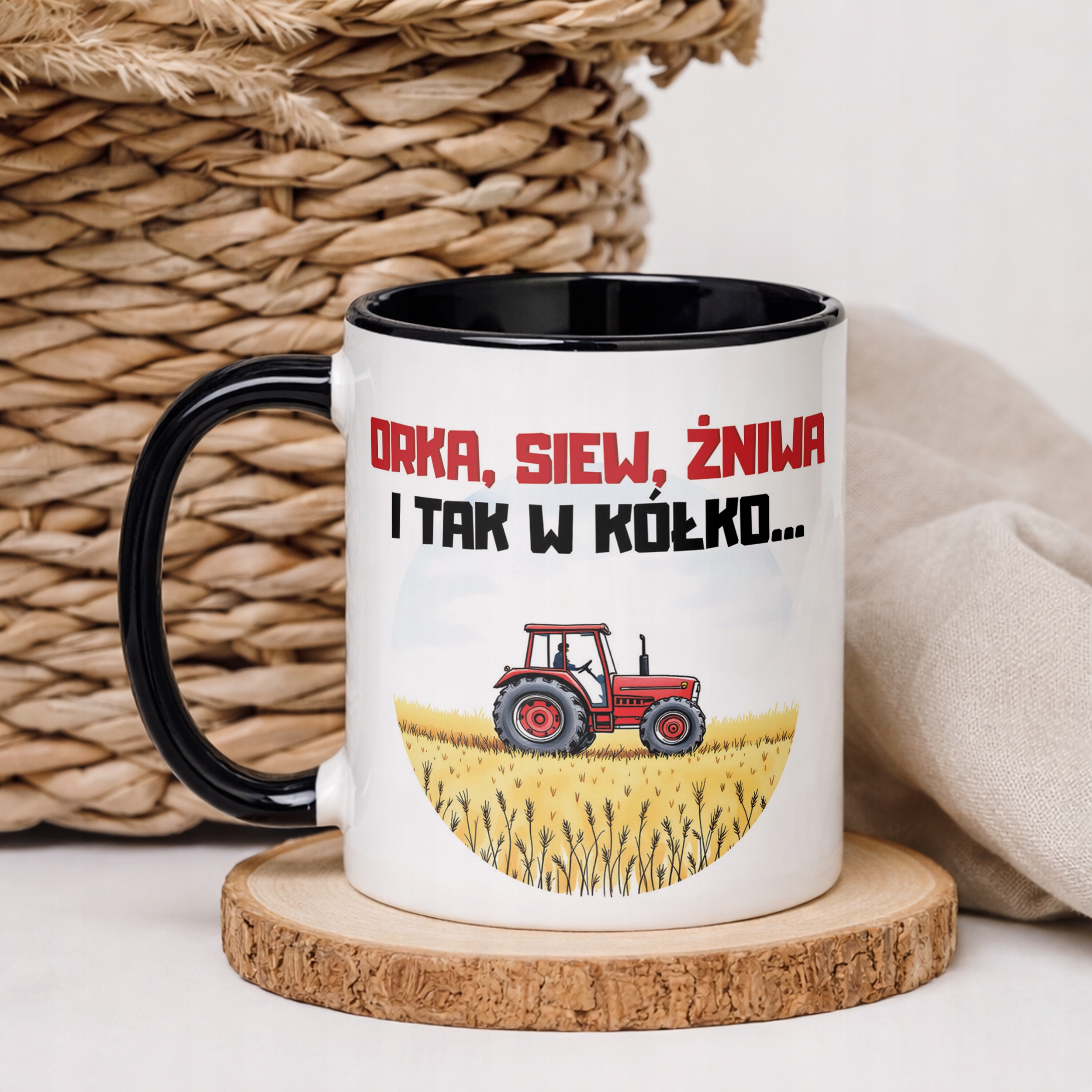 Kubek Czarny Rolnik Dla Rolnika Traktor Zabawny Prezent Upominek