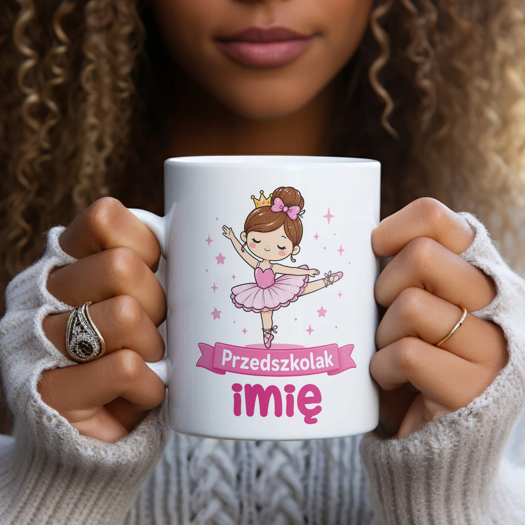 Biały Kubek z nadrukiem personalizowany Przedszkolak Szkoła Dla Dzieci