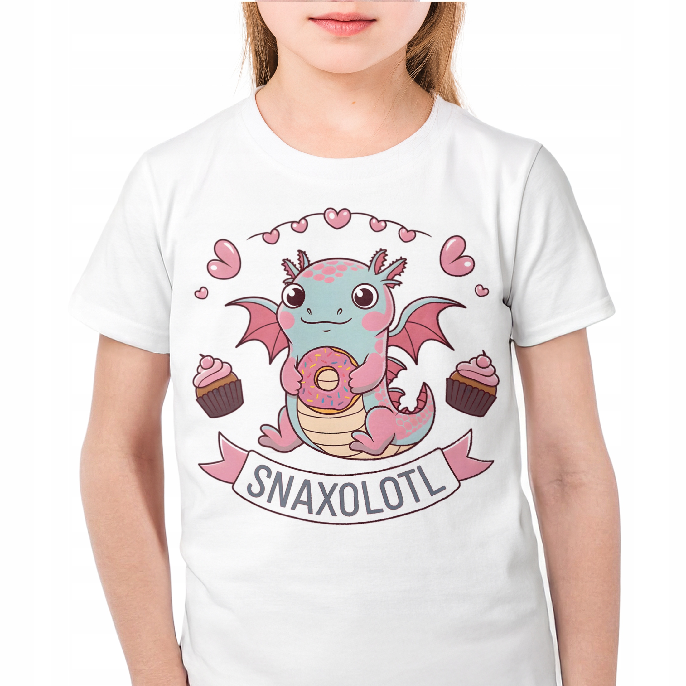 Koszulka dla dziecka biała Aksolotl Axolotl Mine craft Viral