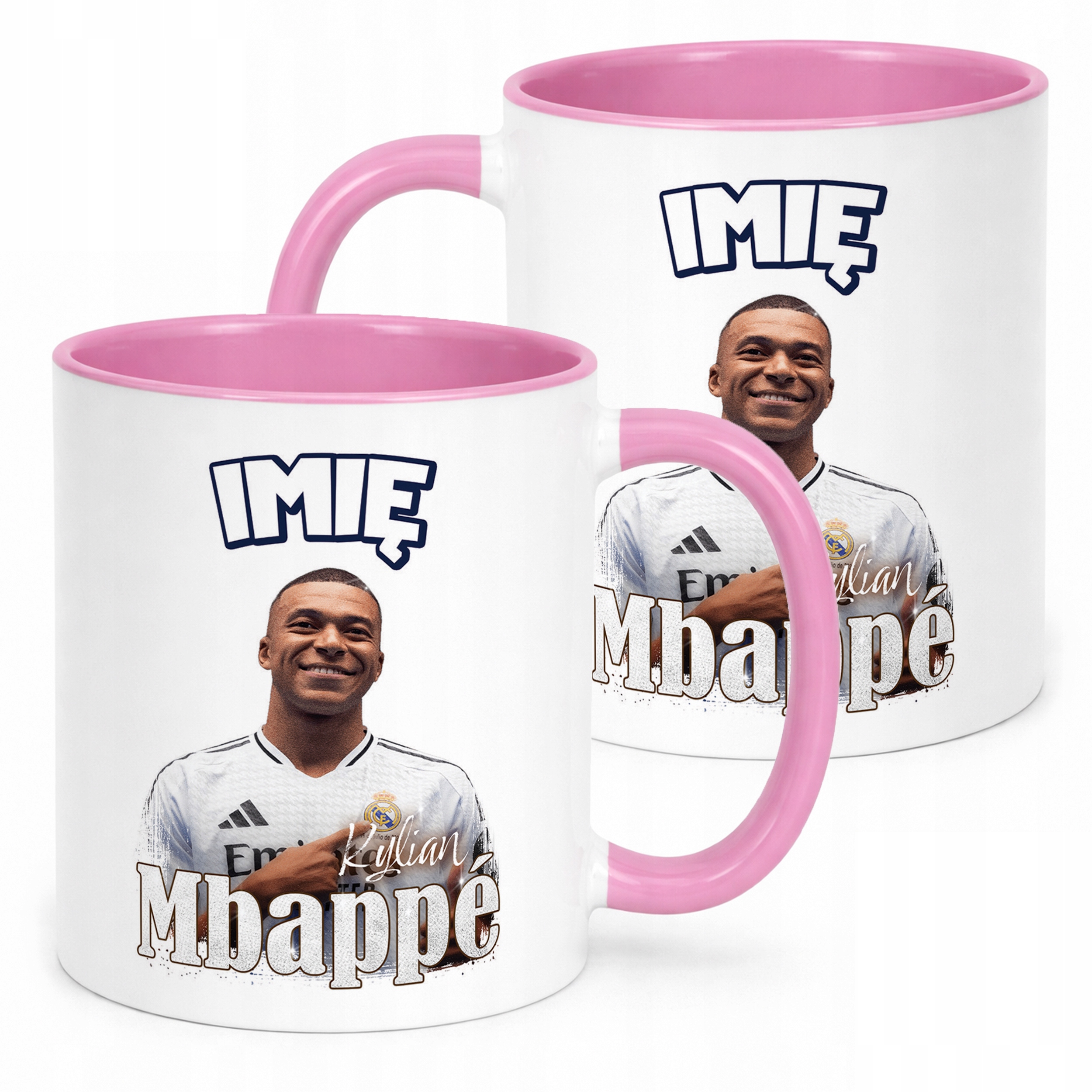 Kubek Różowy Personalizowany Kylian Mbappe Real Madryt Prezent