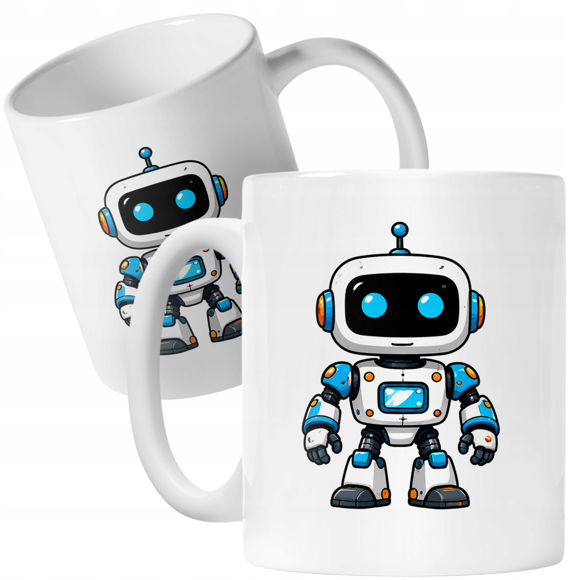 Biały Kubek z nadrukiem Robot Dla Dzieci Prezent Upominek
