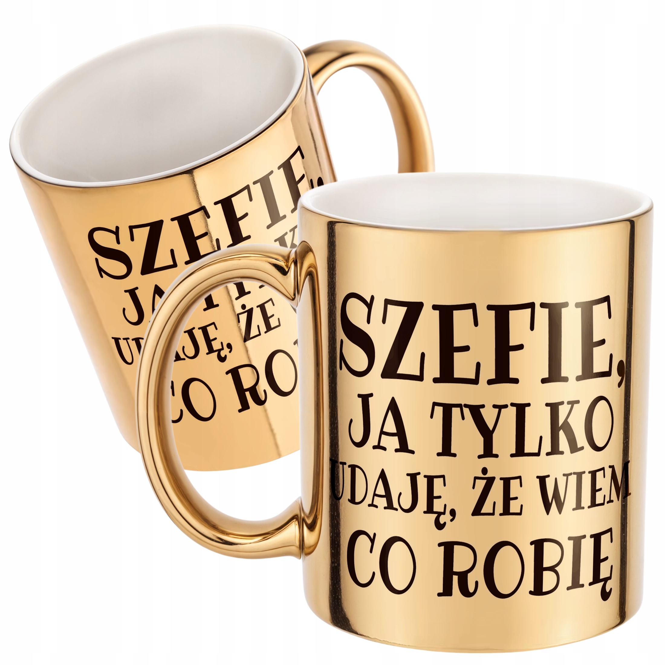 Złoty Kubek Szefie Ja Tylko Udaję Śmieszny Zabawny Prezent