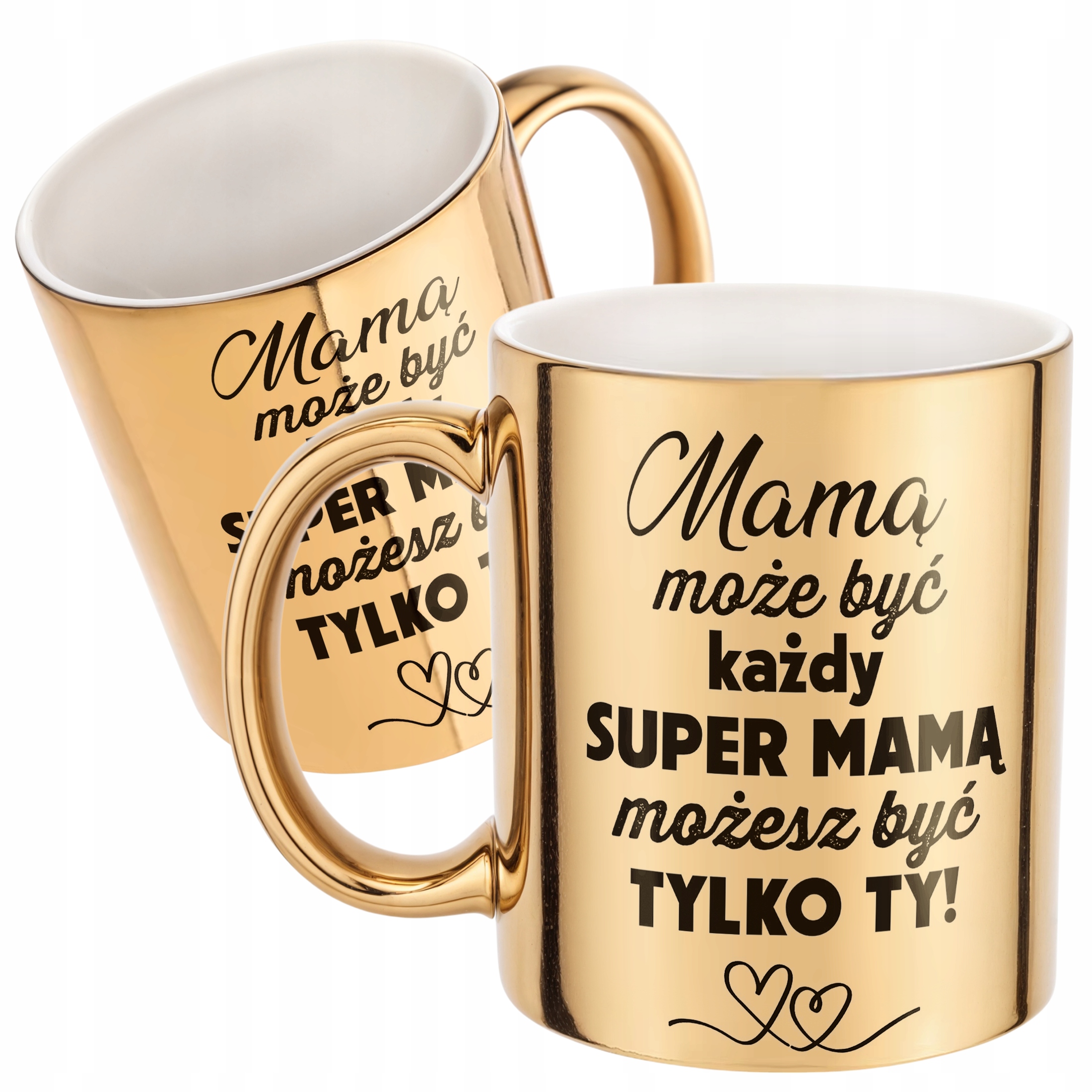 Złoty Kubek ceramiczny Dzień Matki Dla Mamy Upominek Super Mama
