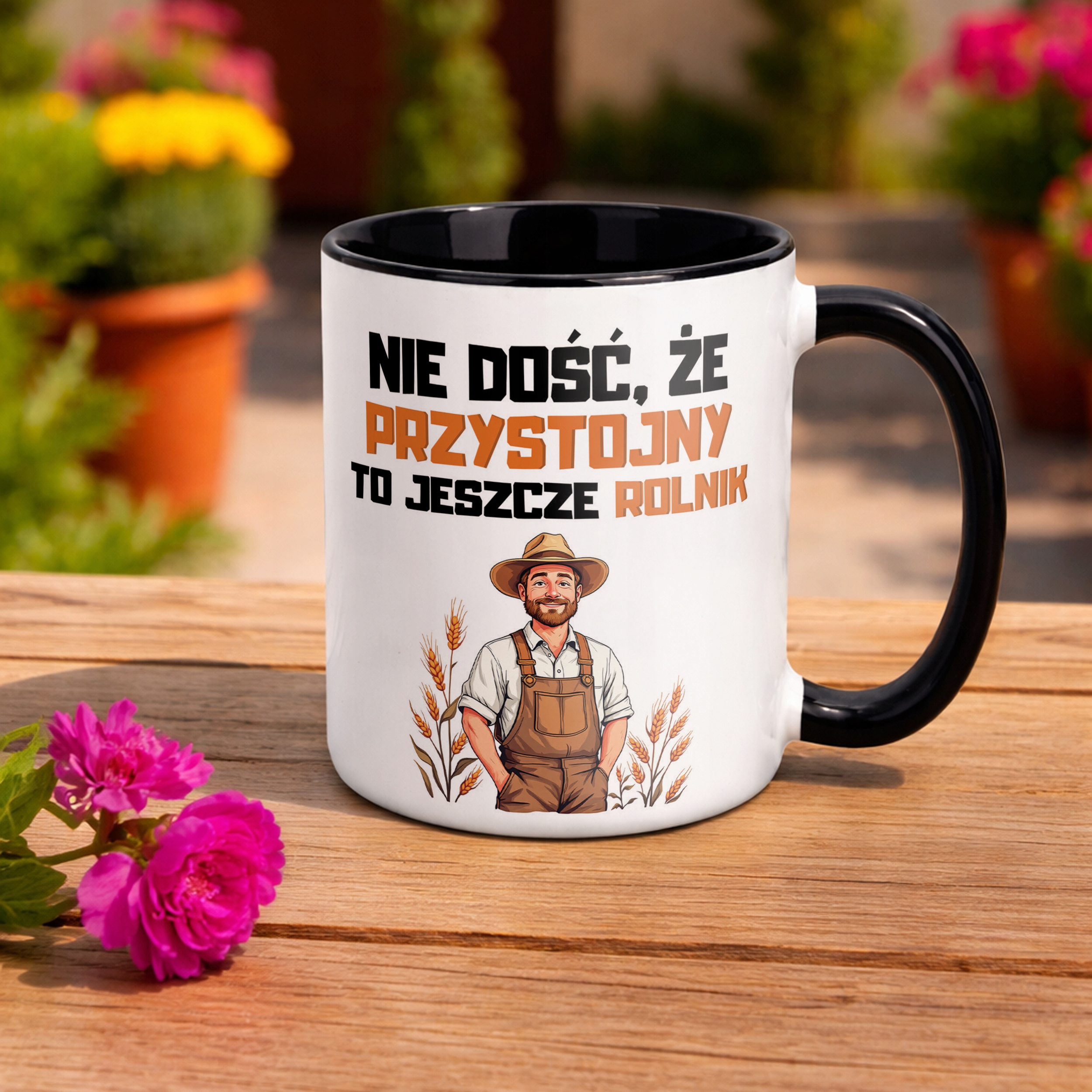 Kubek Czarny Rolnik Dla Rolnika Traktor Zabawny Prezent Upominek