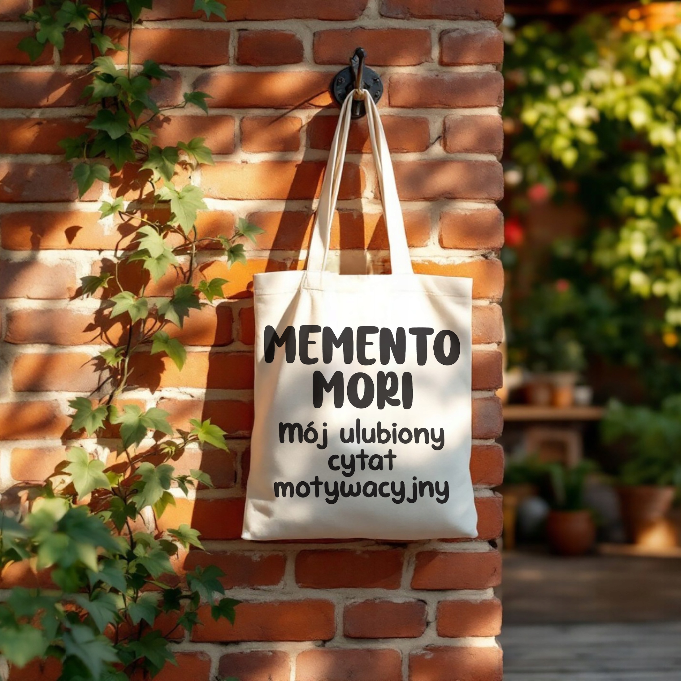 Torba bawełniana na zakupy Memento Mori Cytat Motywacyjny Prezent