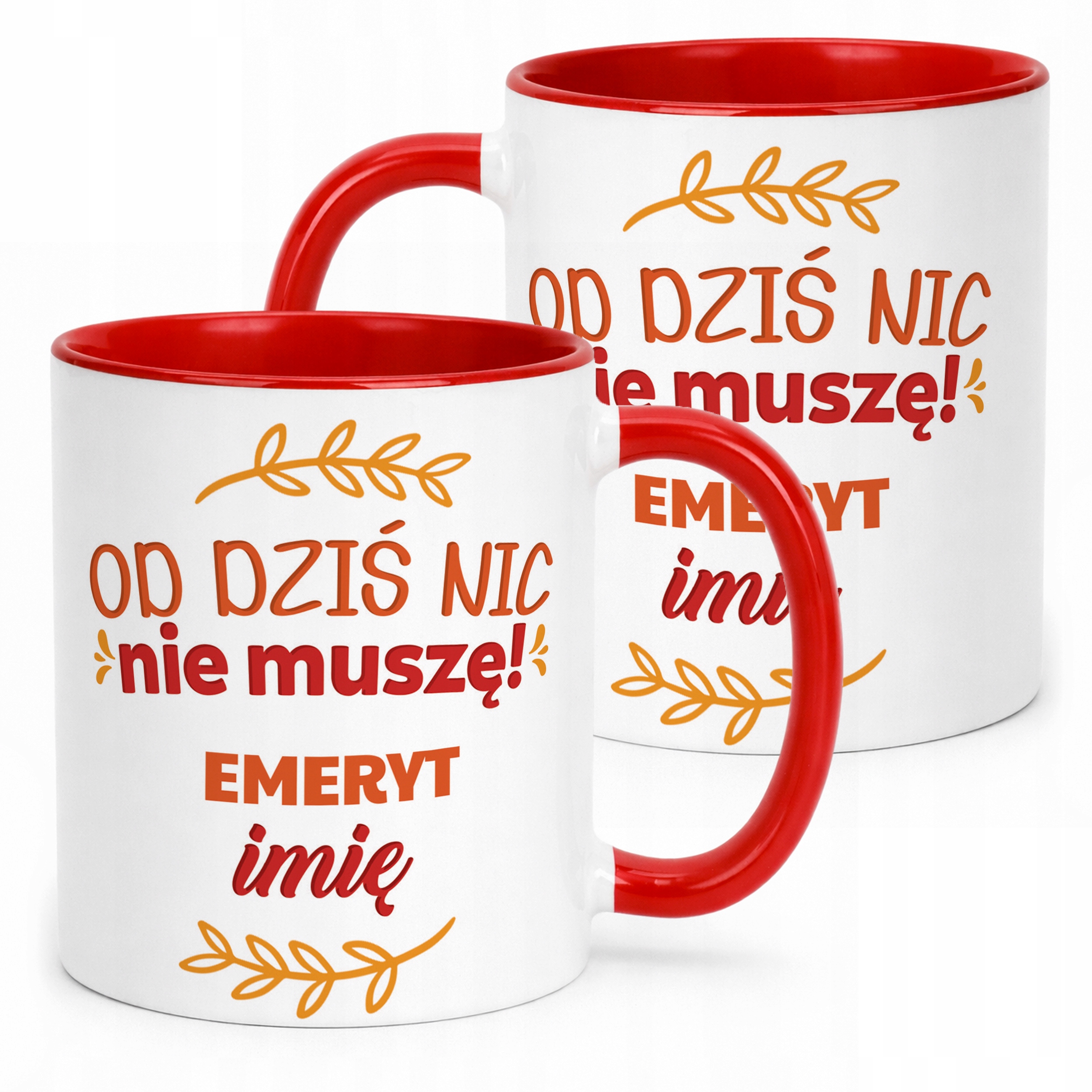 Kubek Czerwony Personalizowany z okazji Emerytury Dla Emeryta Prezent