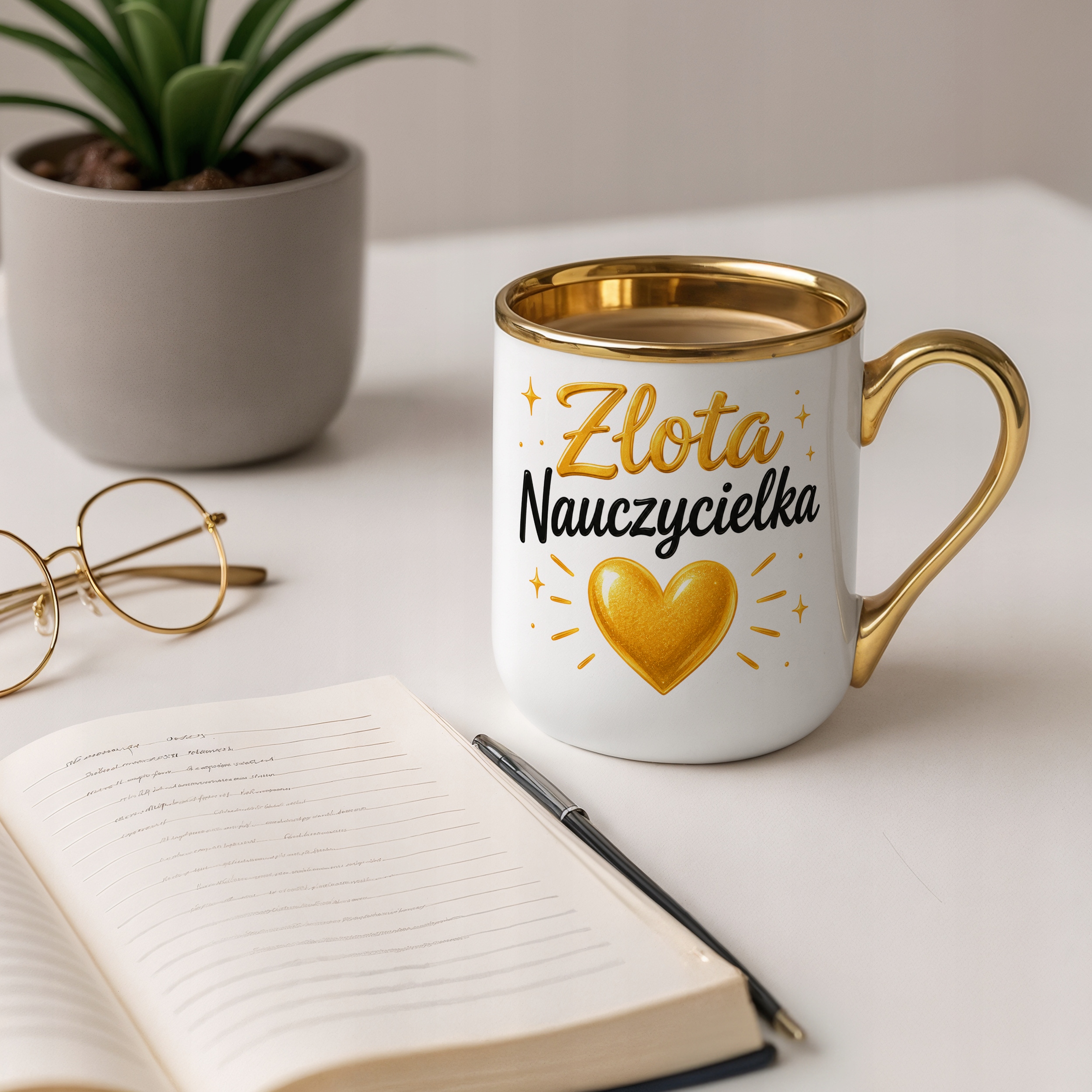 Kubek Premium Złoty Dzień Nauczyciela Dla Nauczycielki Prezent Upominek