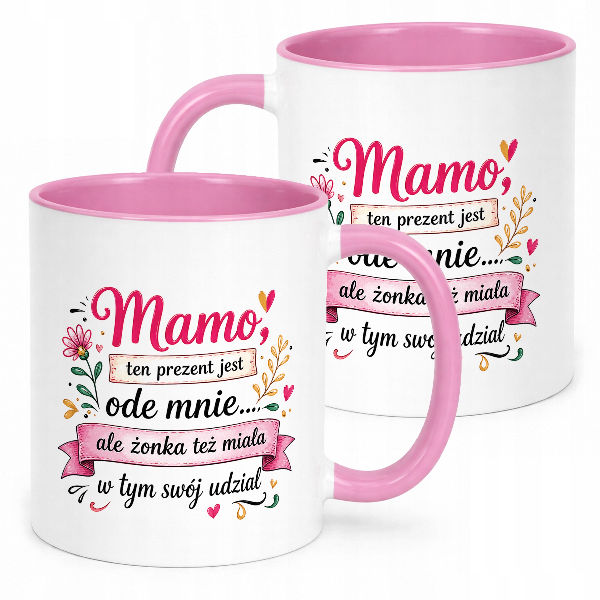 Dzień Matki prezent dla mamy kubek różowy uroczy upominek dla mamy dobry