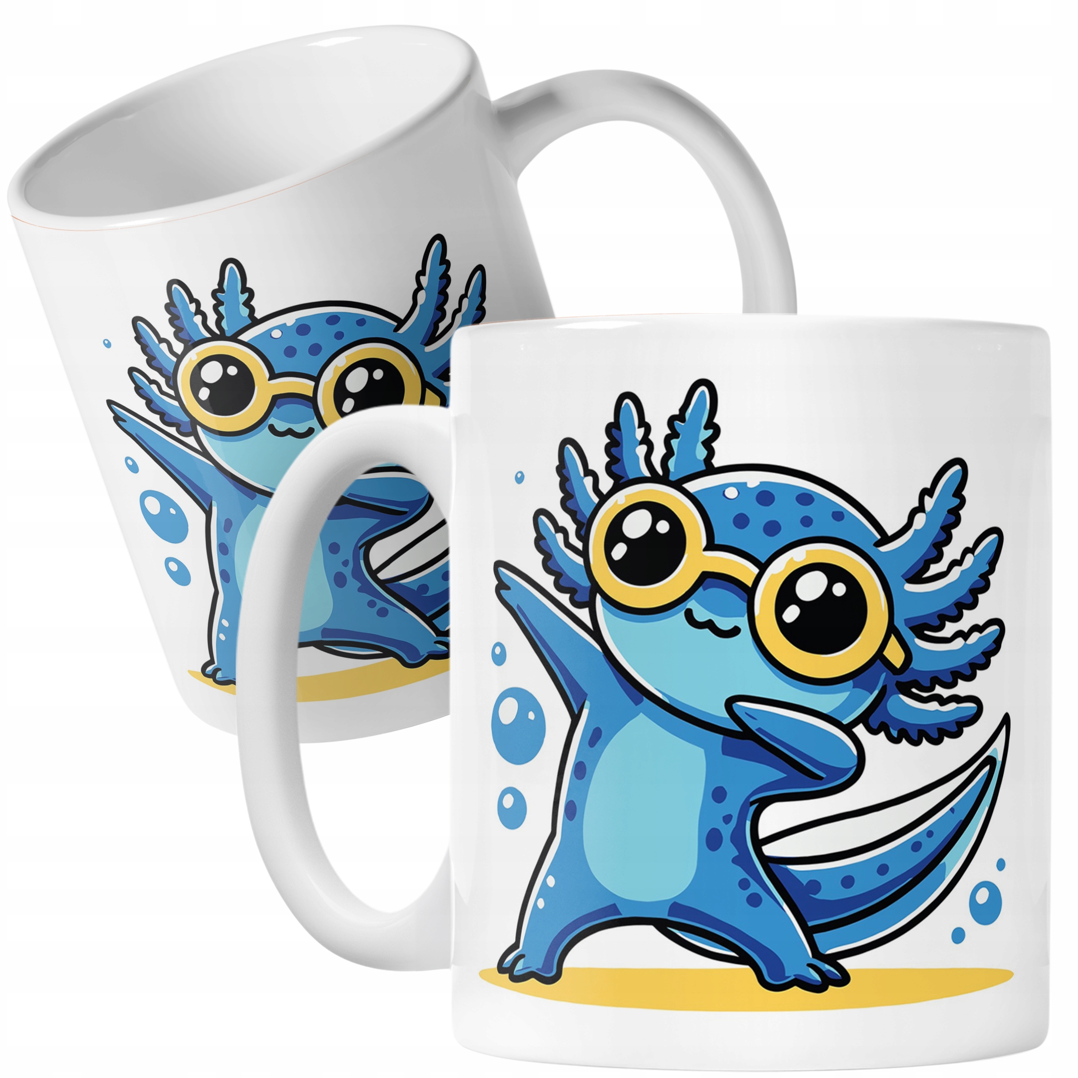 Kubek prezentowy biały 330ml Aksolotl Axolotl Różowy Zwierzak Viral Trend
