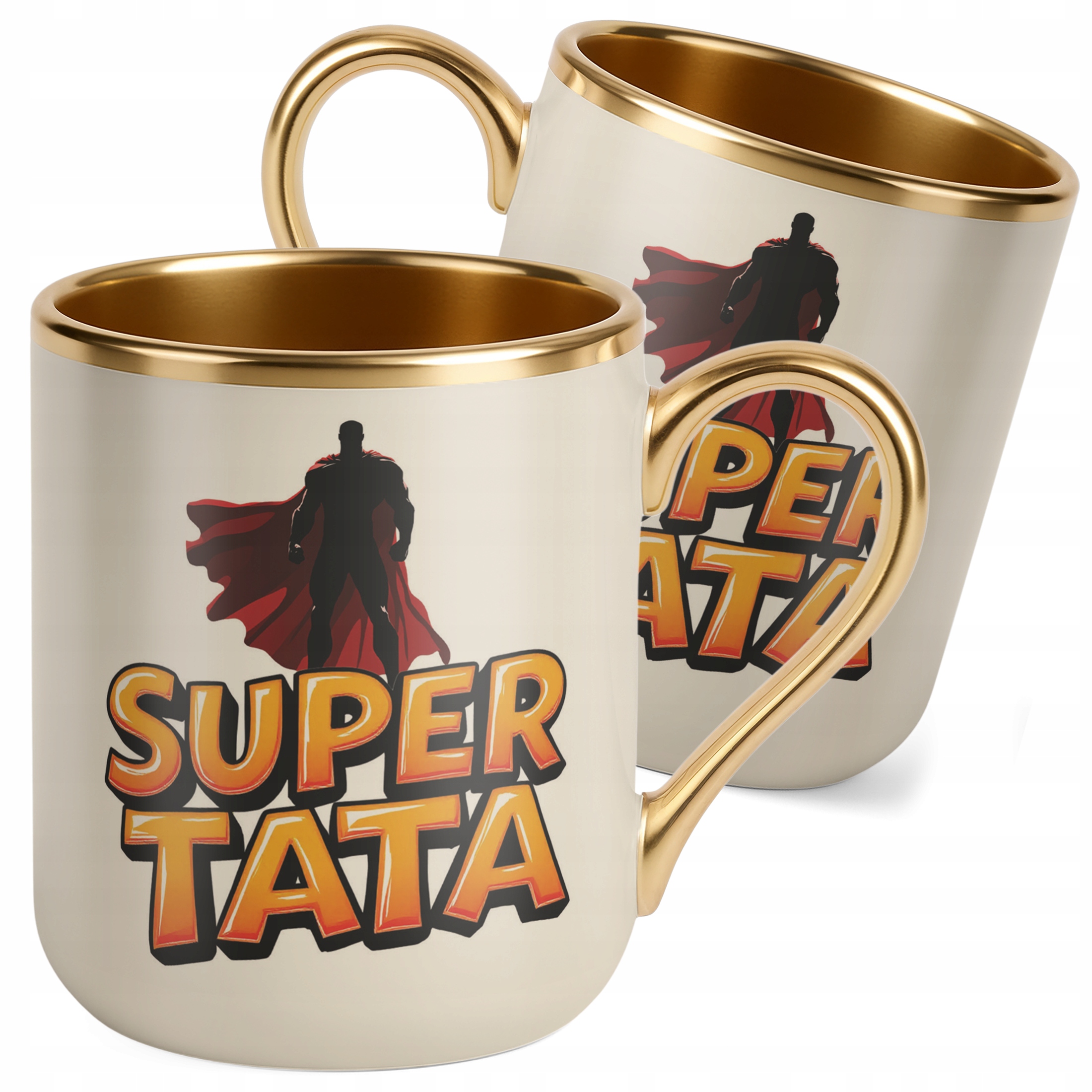 Kubek Premium Złoty Ecru Dzień Ojca Dla Taty Super Tata Prezent