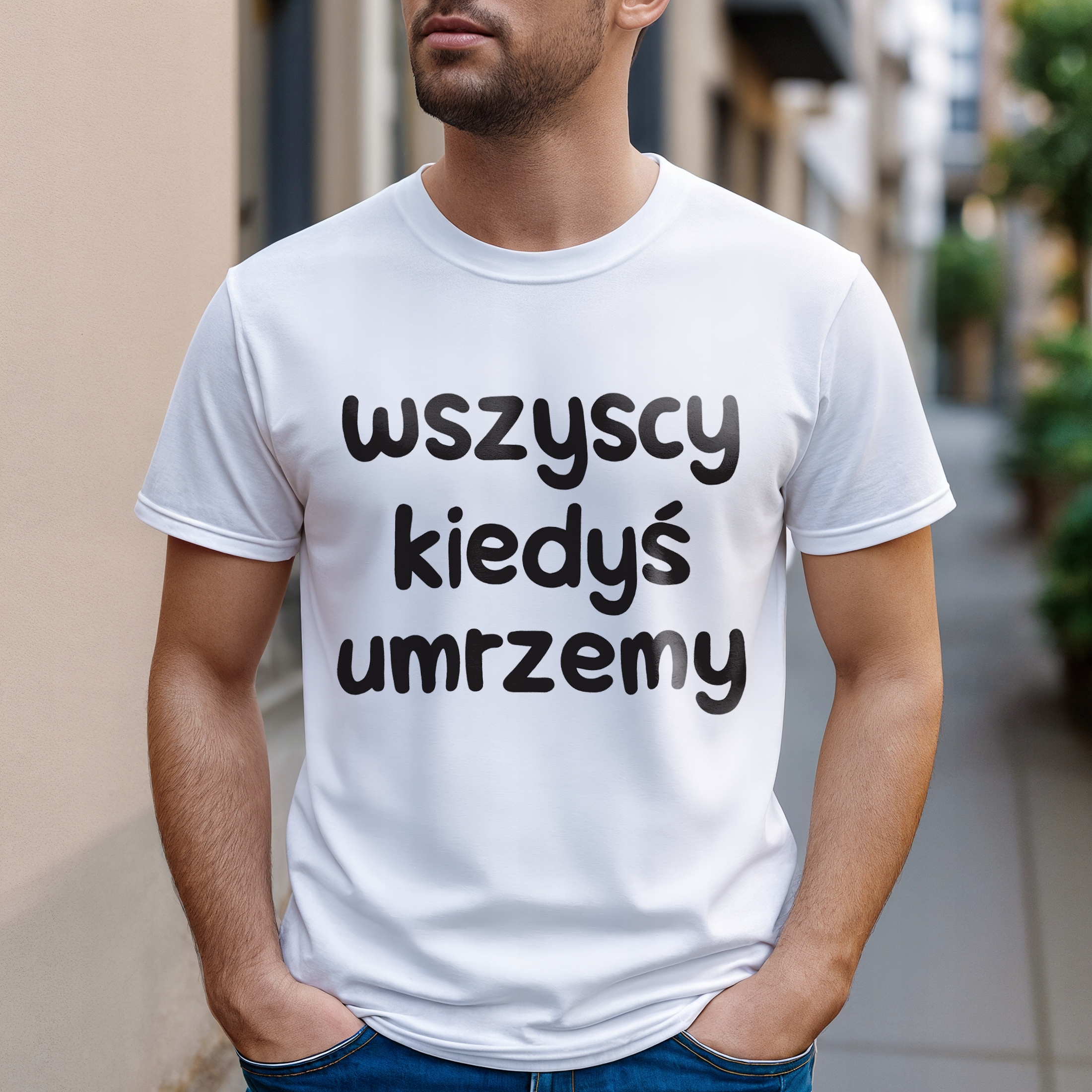 Koszulka biała męska Wszyscy Kiedys Umrzemy Zabawny Prezent r. 3XL