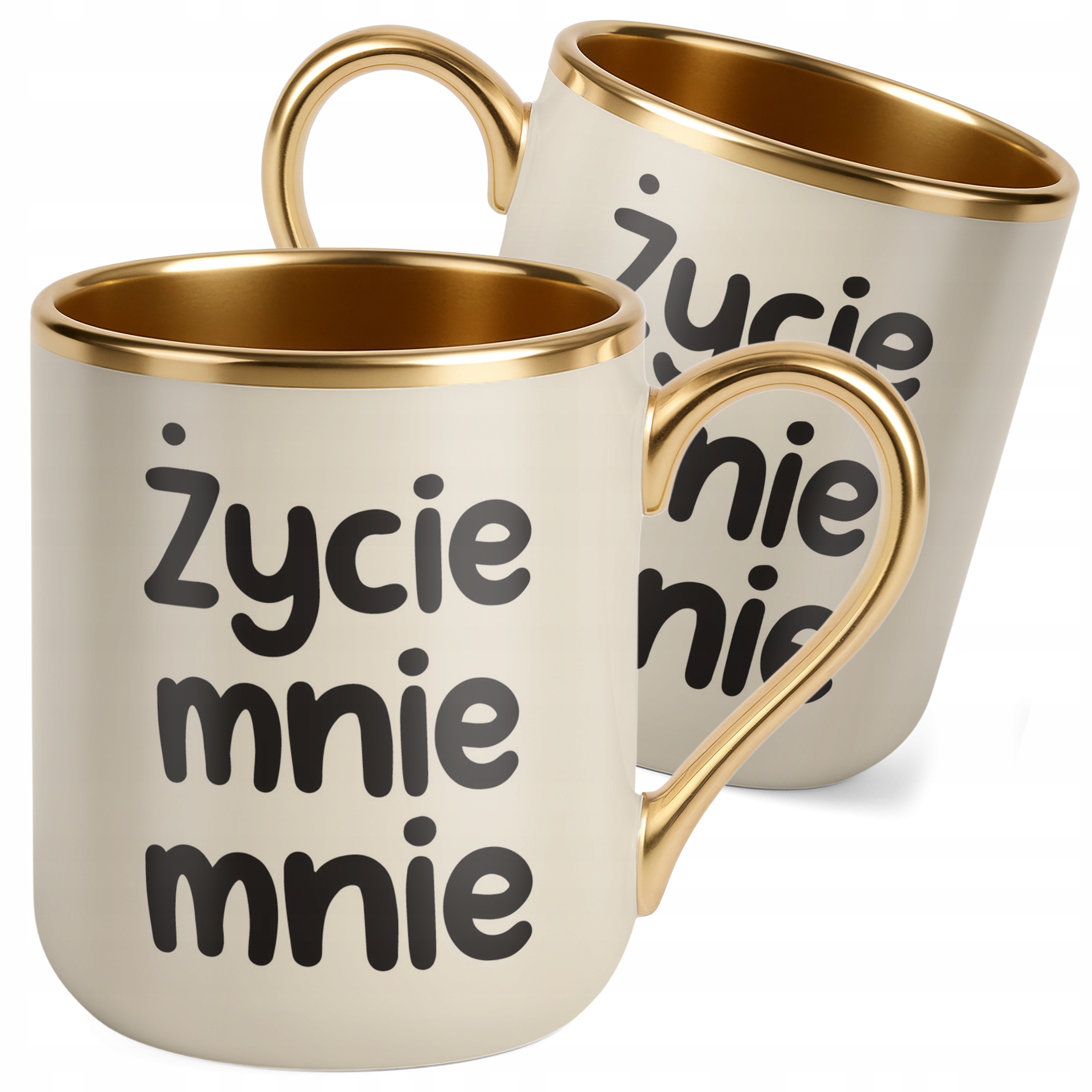 Kubek Premium Złoty Ecru Życie Mnie Mnie Śmieszny Zabawny