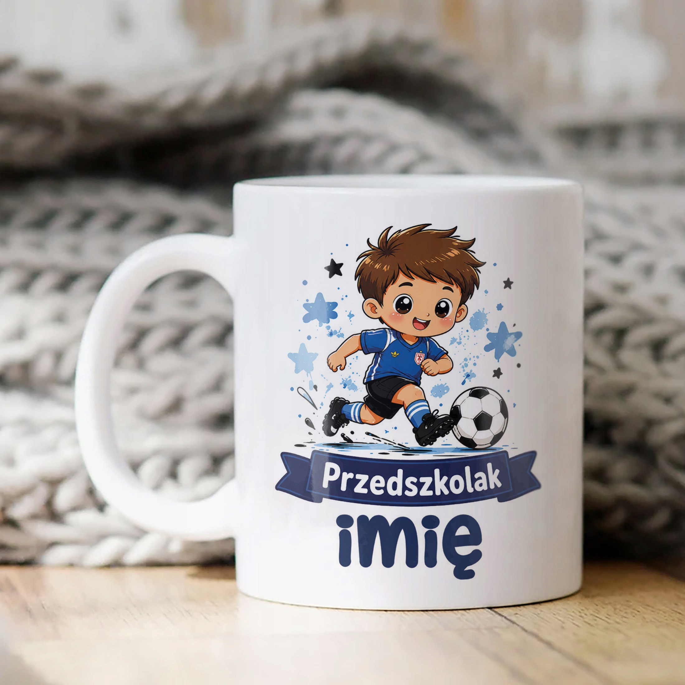Biały Kubek z nadrukiem personalizowany Przedszkolak Szkoła Dla Dzieci