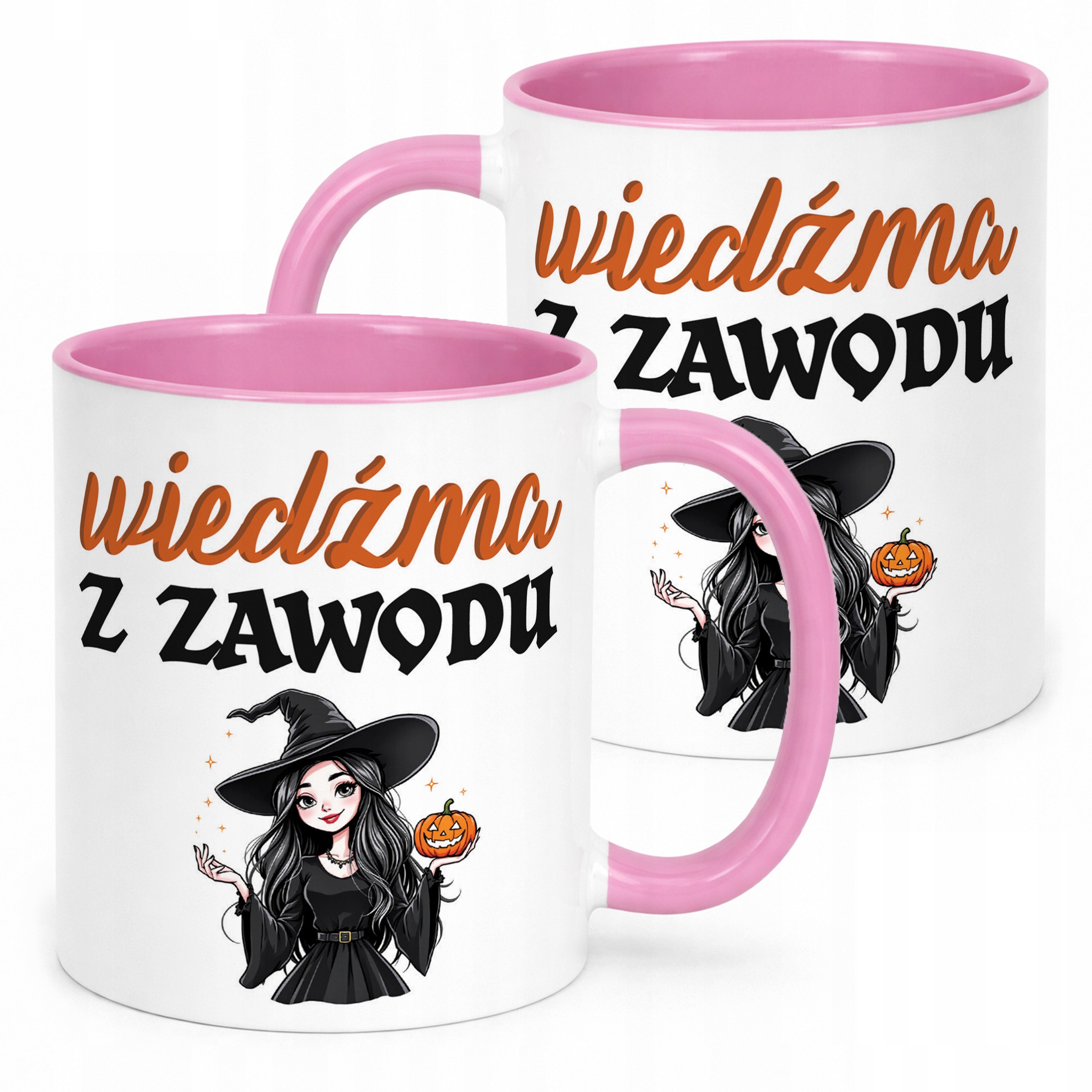 Kubek Różowy Halloween Wiedźma Z Zawodu Dla Kobiety Prezent Upominek