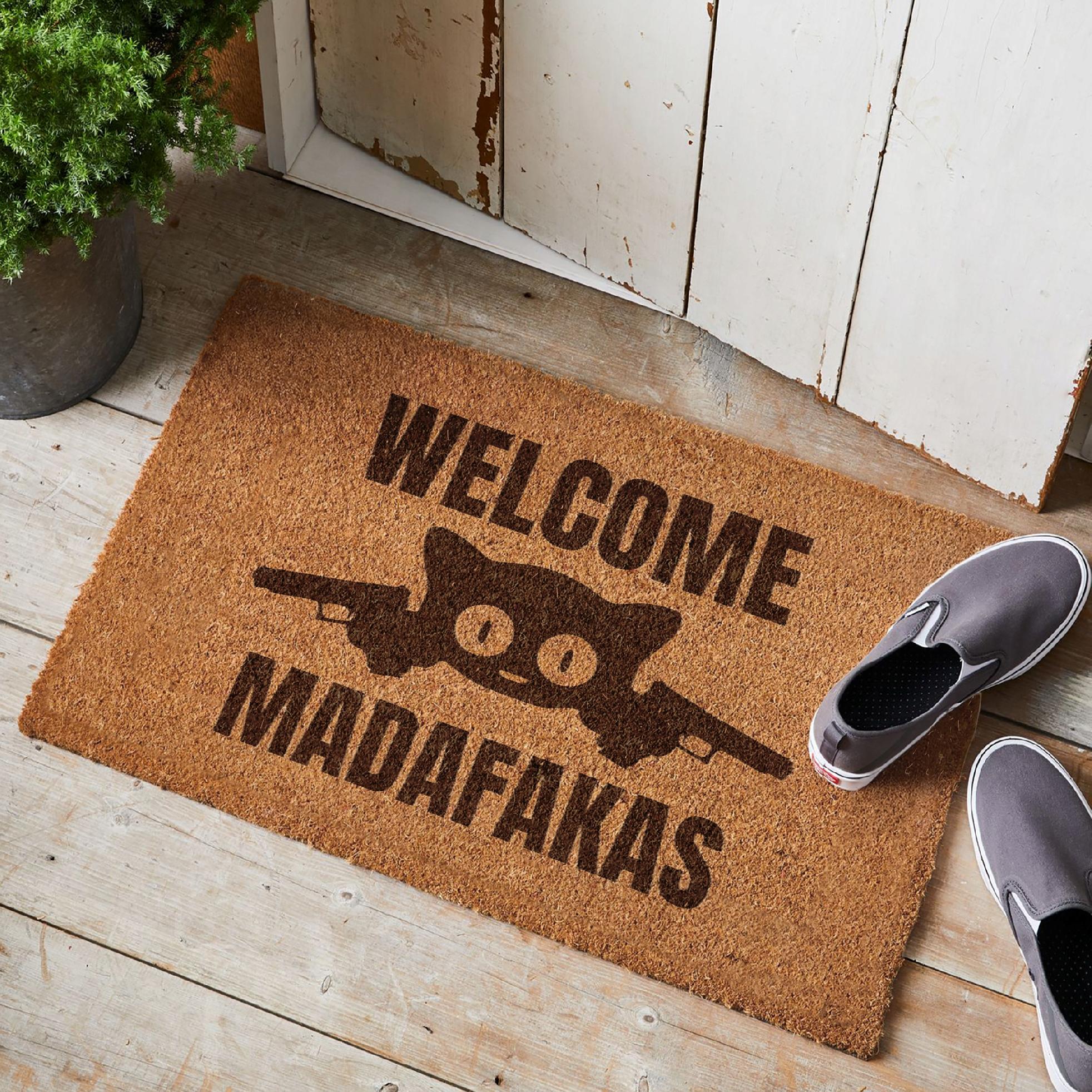 Wycieraczka WELCOME MADAFAKAS kot śmieszna pod drzwi kokosowa 60×40