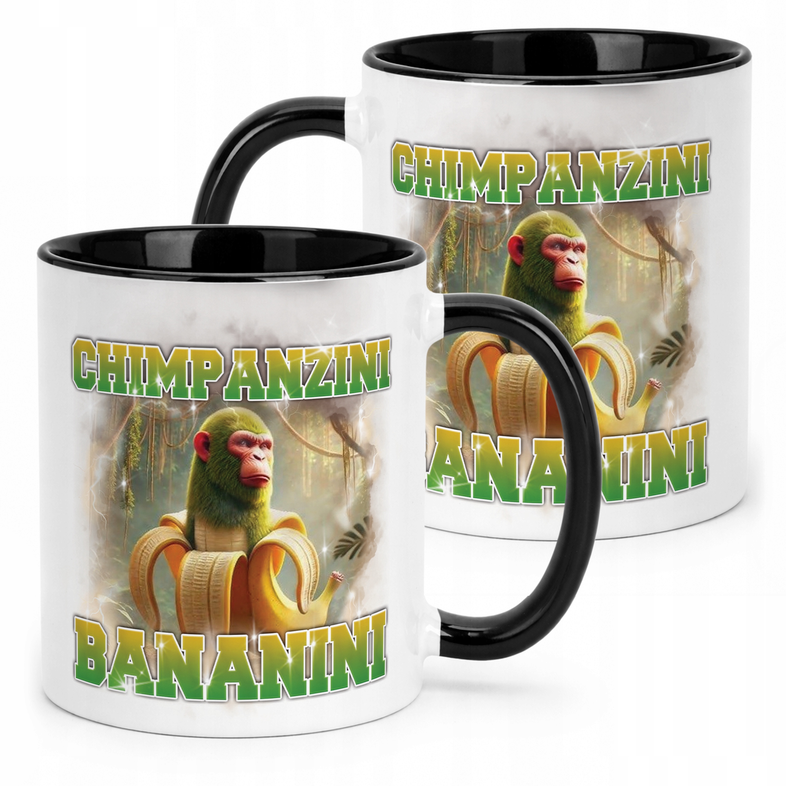 Kubek Czarny BRAINROT Chimpanzini Bananini Memy Zabawny TikTok Viral
