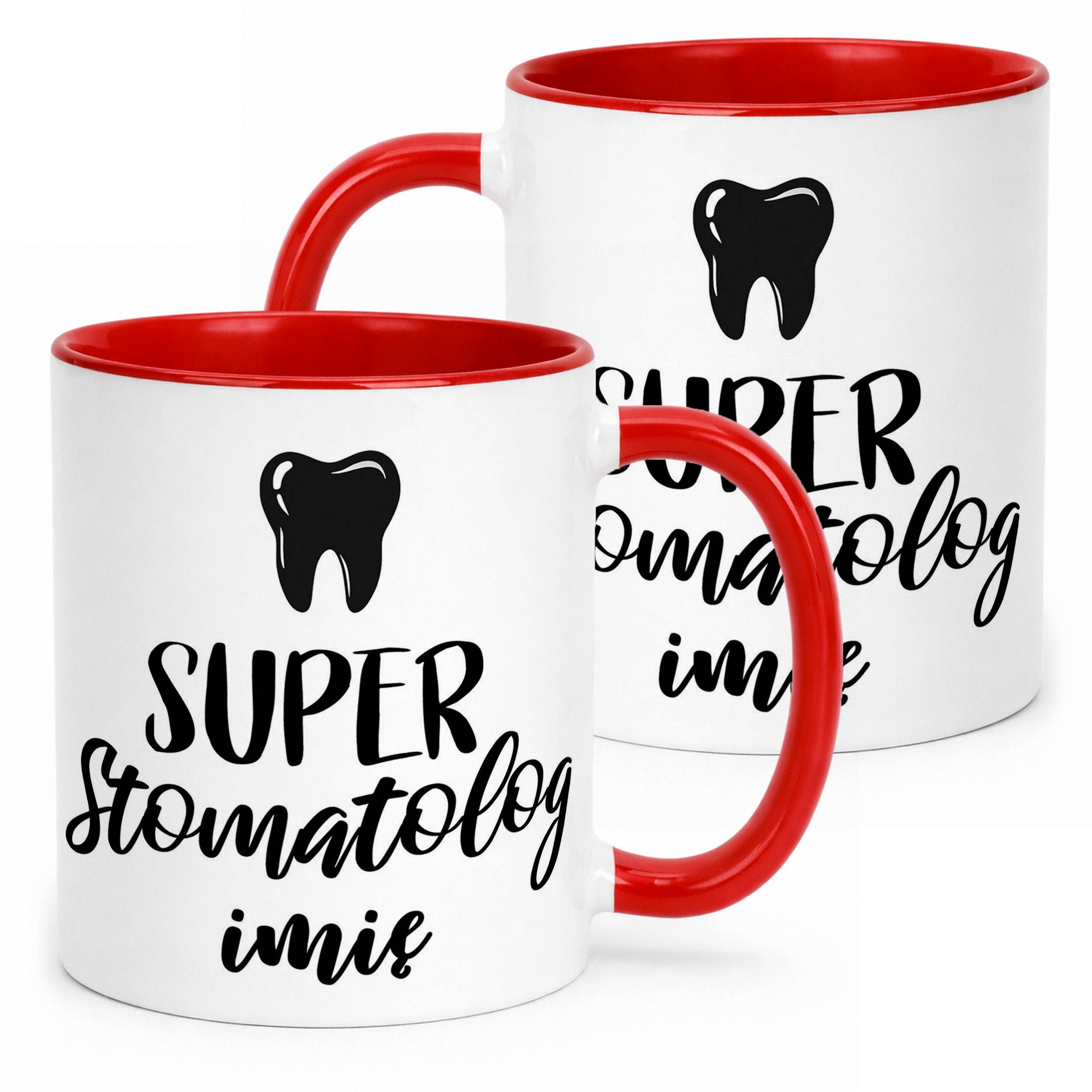 Kubek Czerwony Personalizowany Super Stomatolog Prezent Upominek