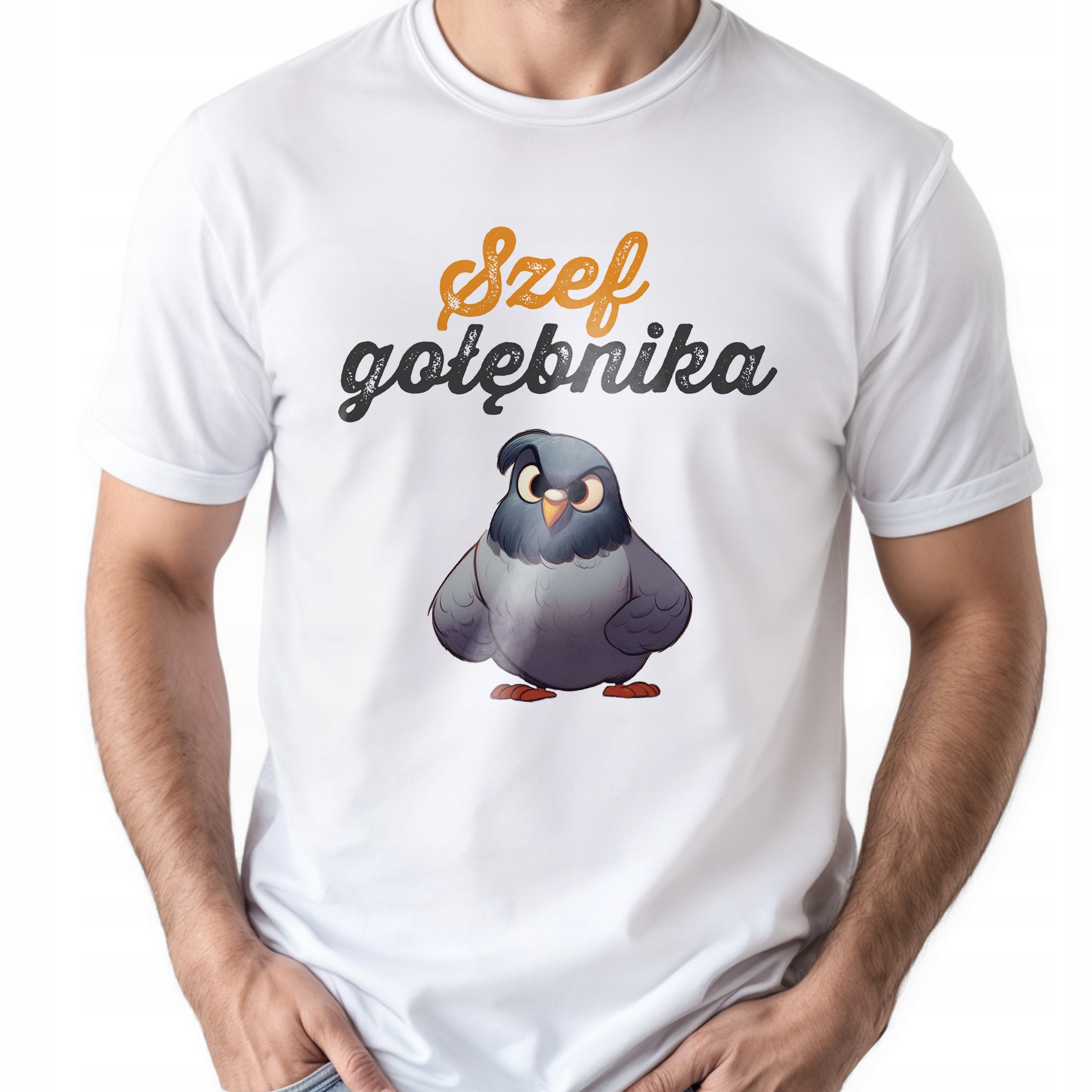 Koszulka biała męska Szef Gołębnika Gołębiarz Zabawny Prezent r. 3XL