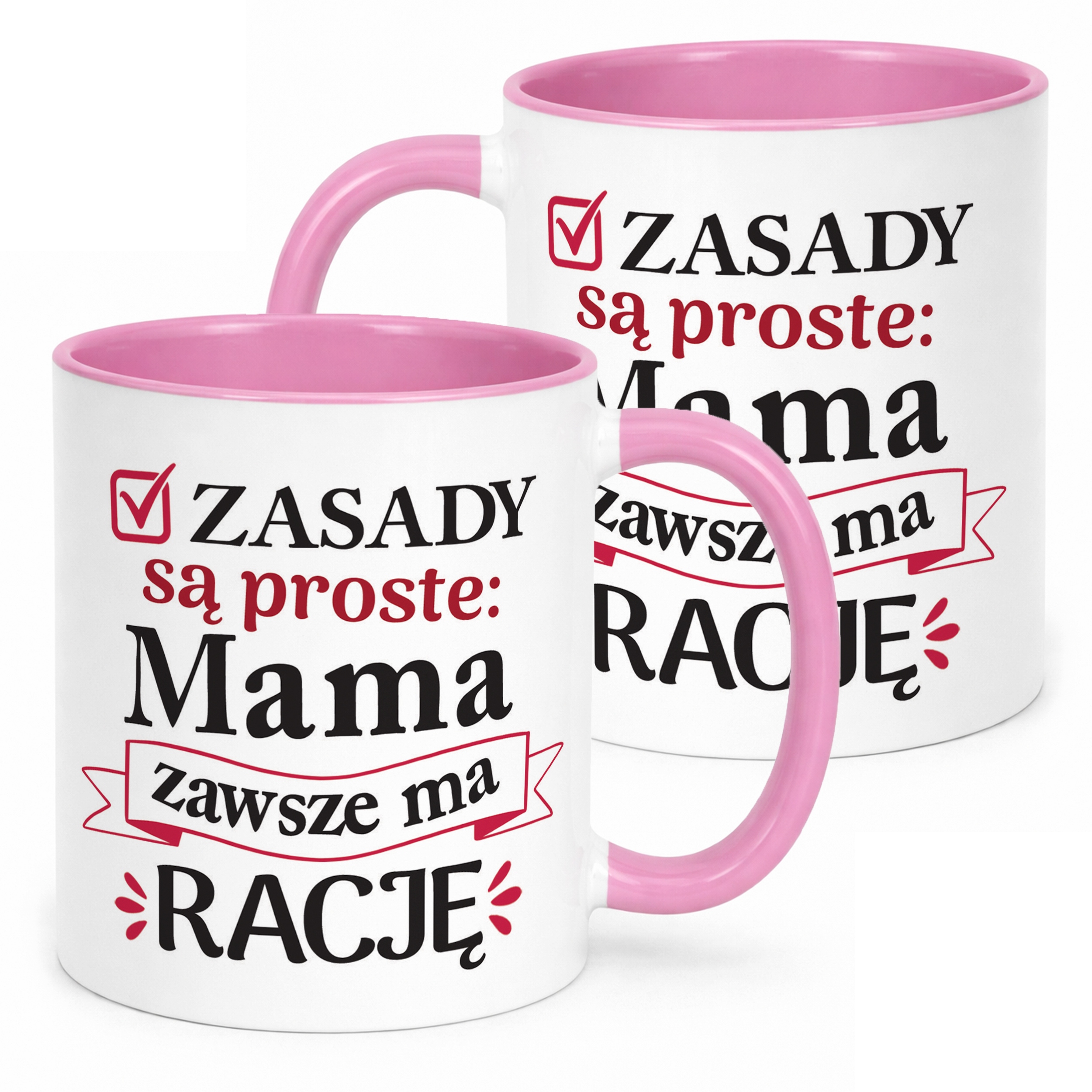 Kubek Różowy Dzień Matki Dla Mamy Prezent Zasady Są Proste