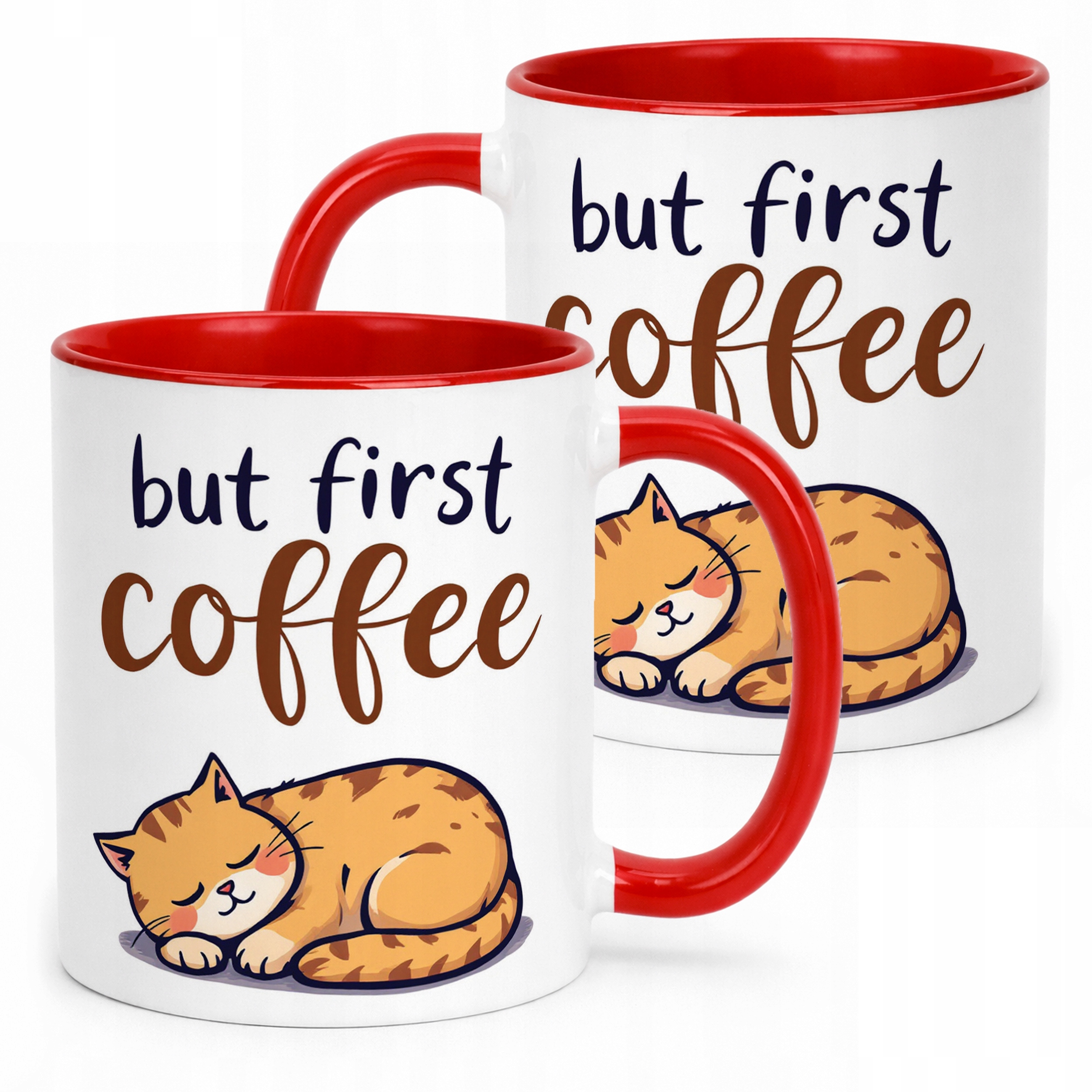Kubek ceramiczny But First Coffee Kawa Kot Dla Kociary Prezent
