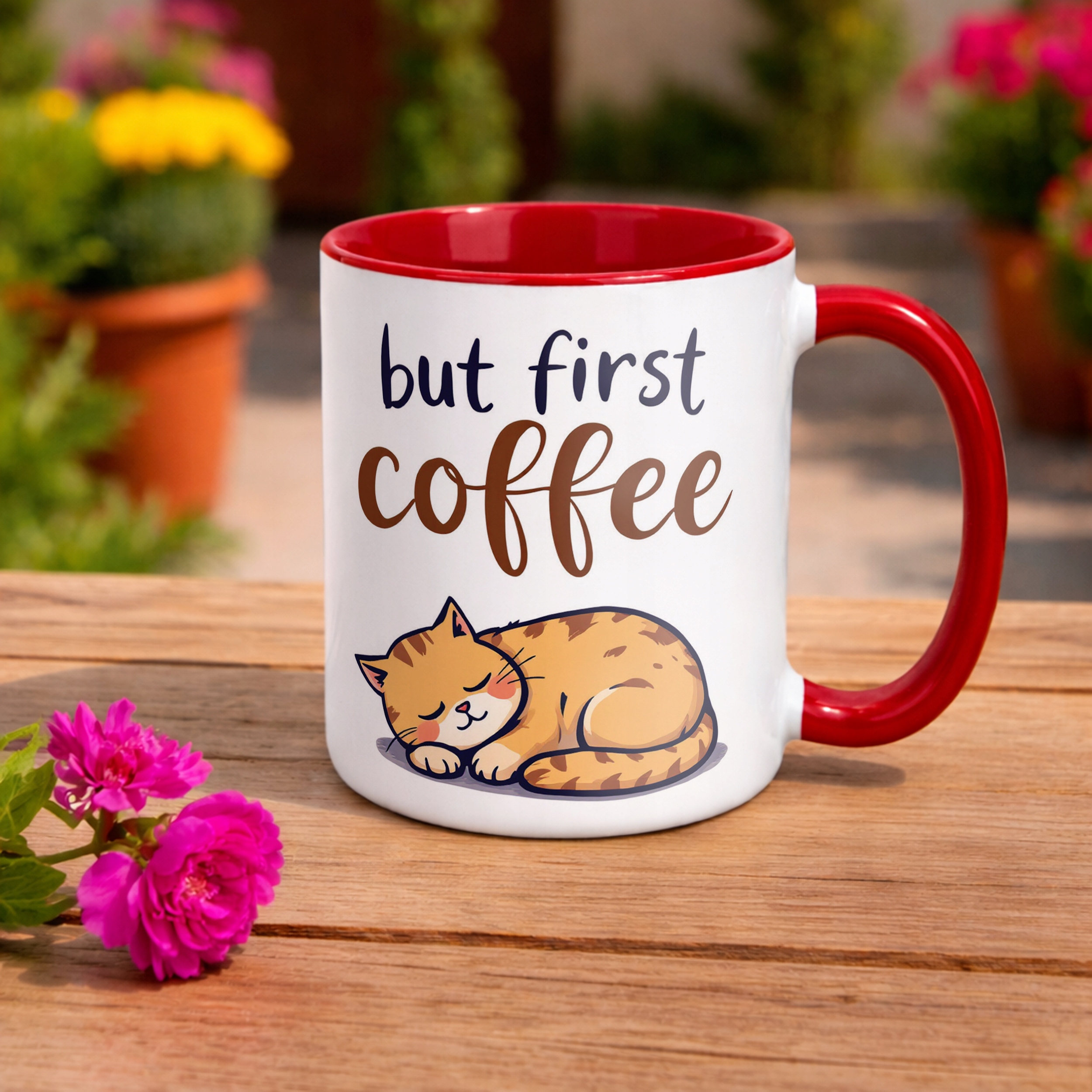 Kubek ceramiczny But First Coffee Kawa Kot Dla Kociary Prezent