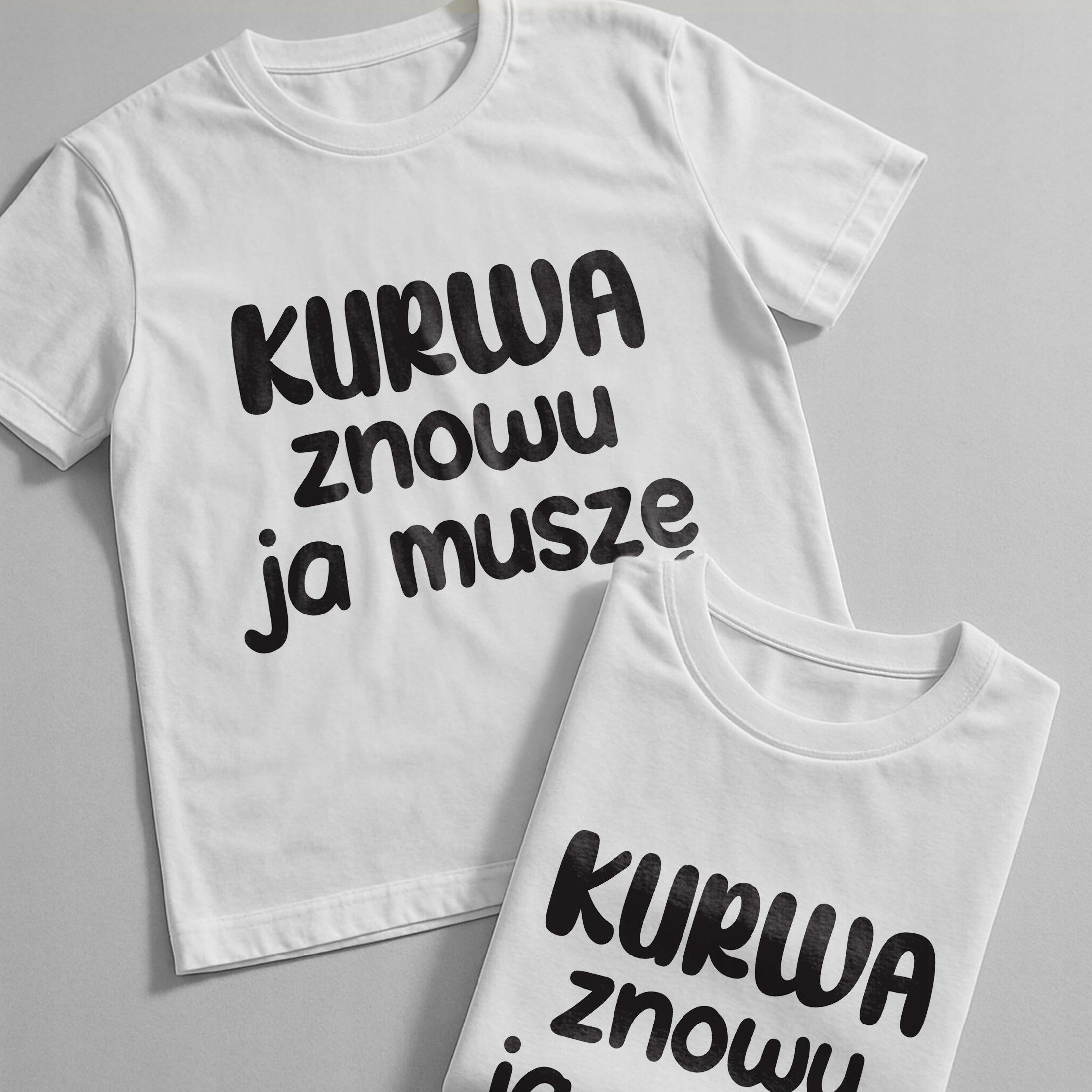 Koszulka biała męska K**wa Znowu Ja Muszę Zabawny Prezent r. 3XL