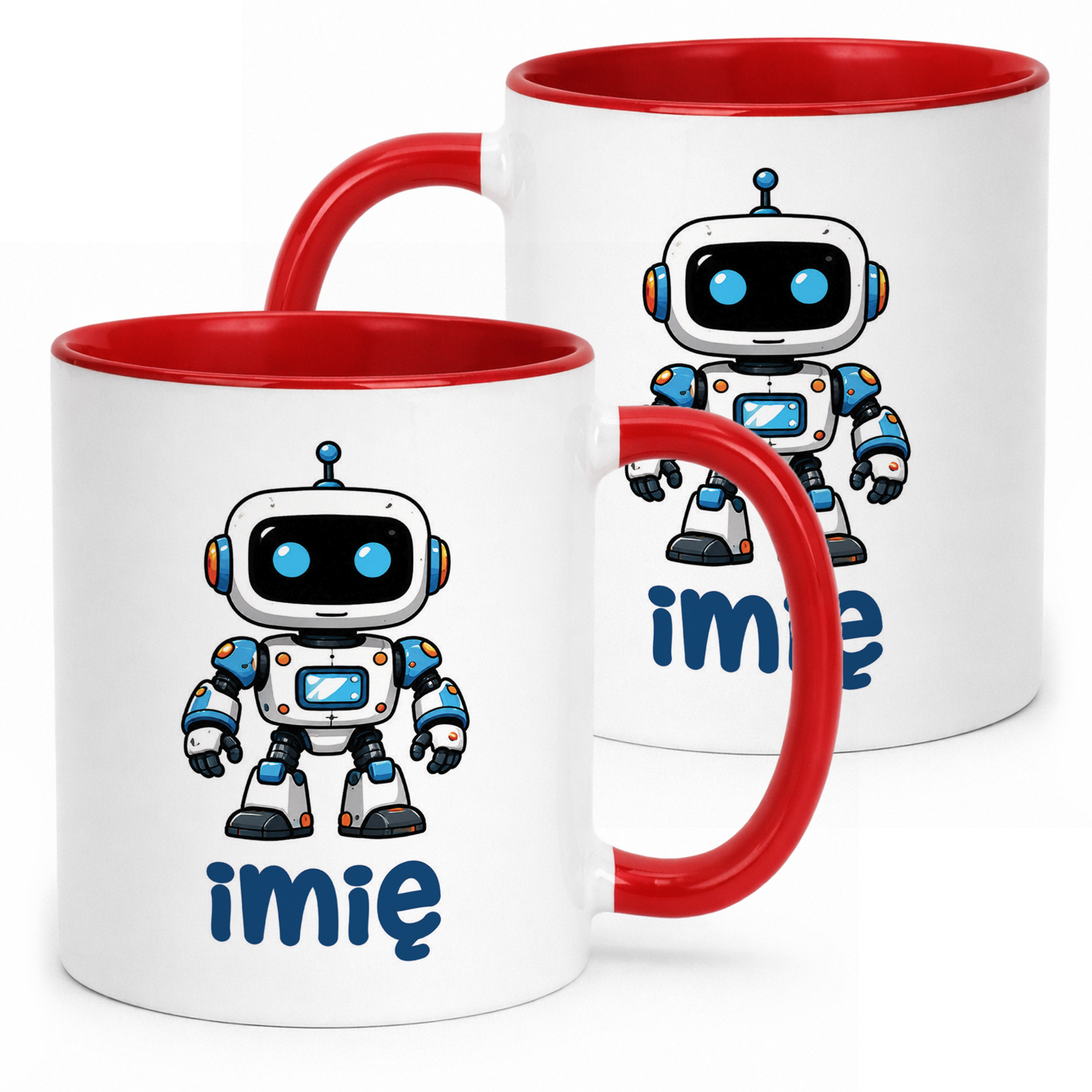 Kubek Czerwony z nadrukiem personalizowany Robot Dla Dzieci Prezent