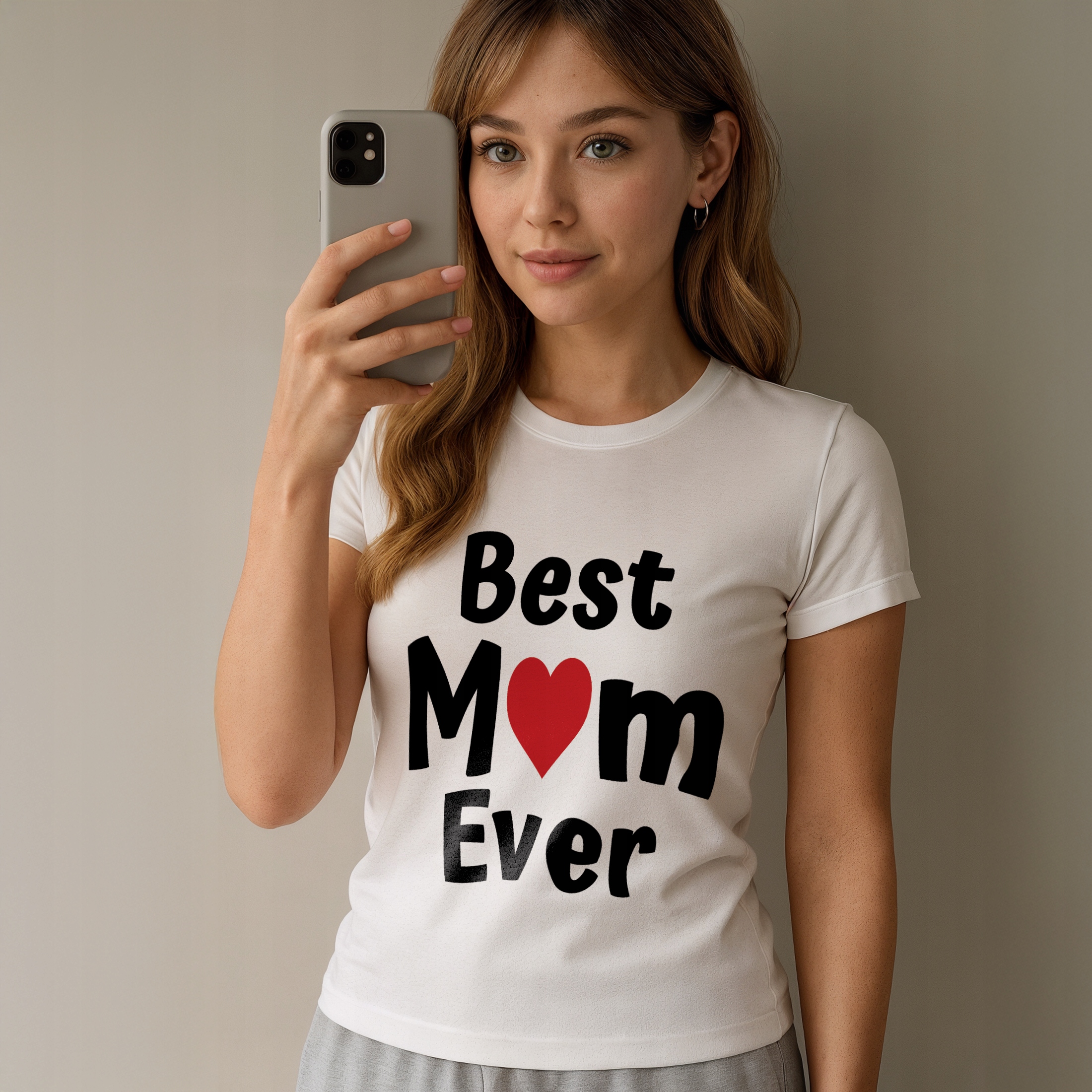 Koszulka biała damska Best Mom Ever Dzień Matki Prezent