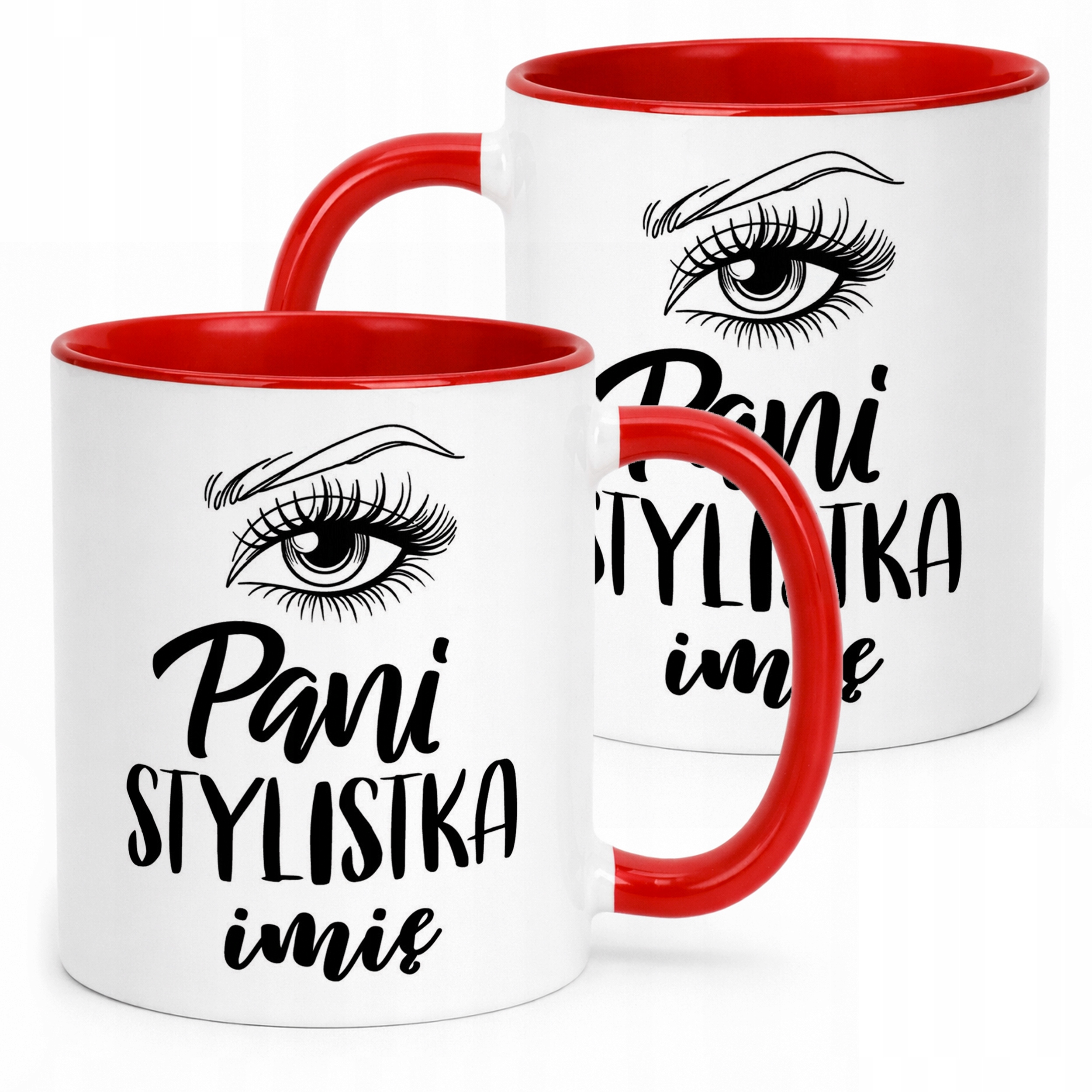 Kubek Czerwony Personalizowany Pani Stylistka Rzęs Brwi Prezent