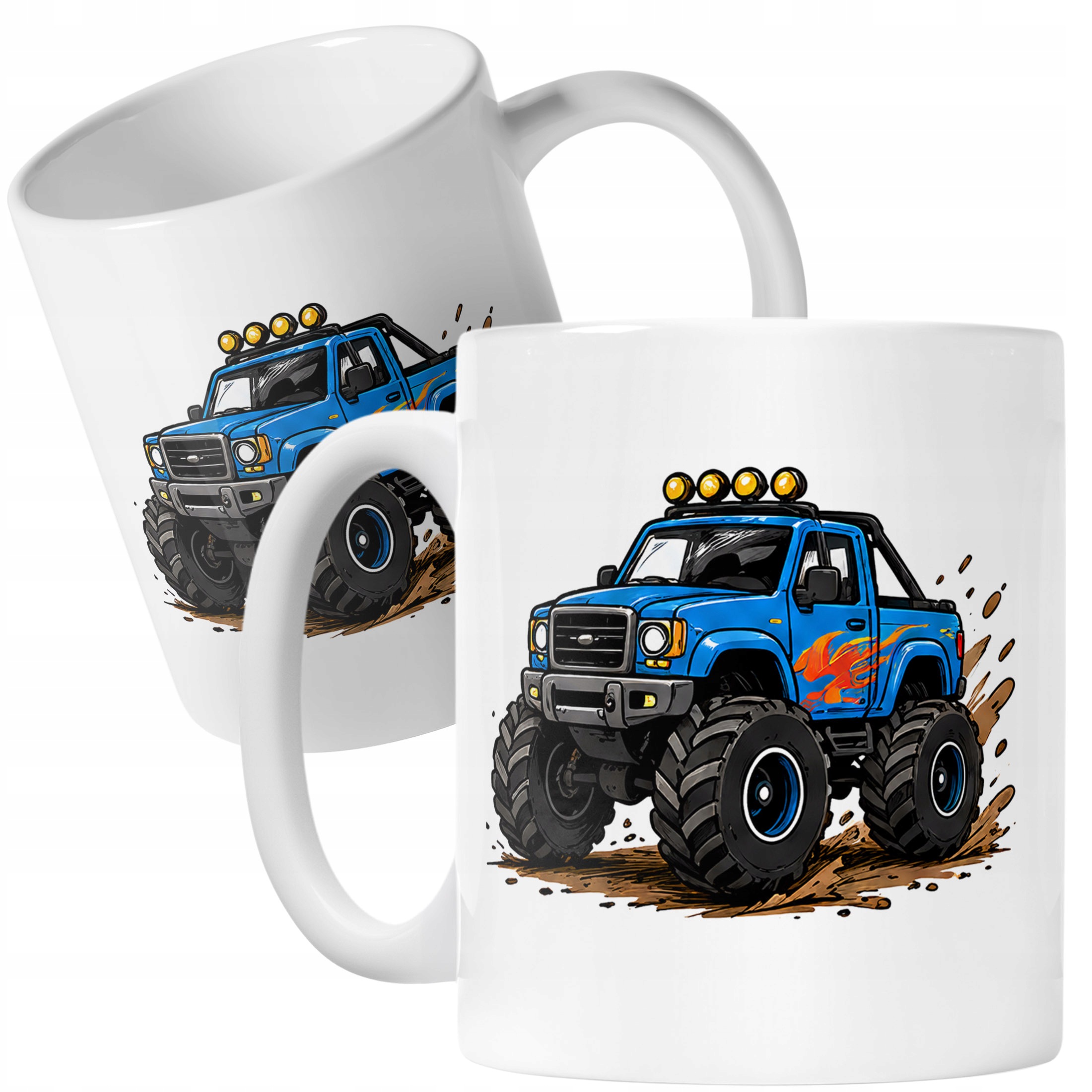 Biały Kubek z nadrukiem Monster Truck Dla Dzieci Prezent Upominek