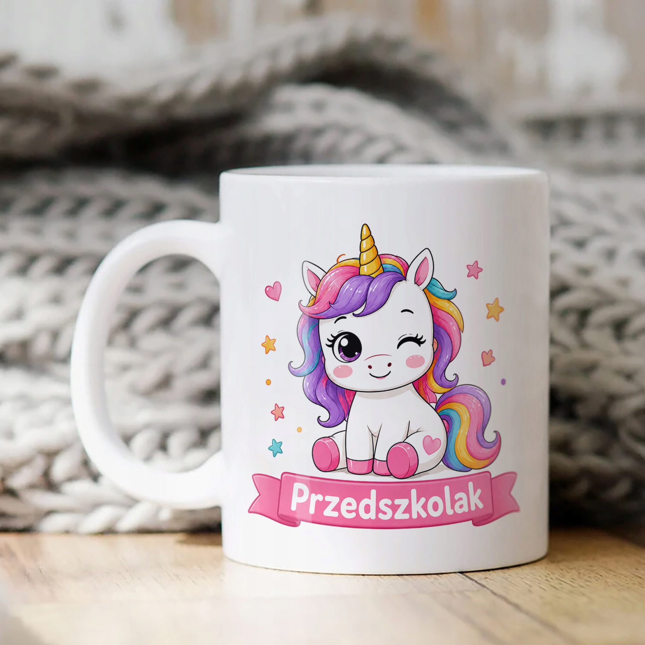 Biały Kubek z nadrukiem Przedszkolak Szkoła Dla Dzieci Prezent
