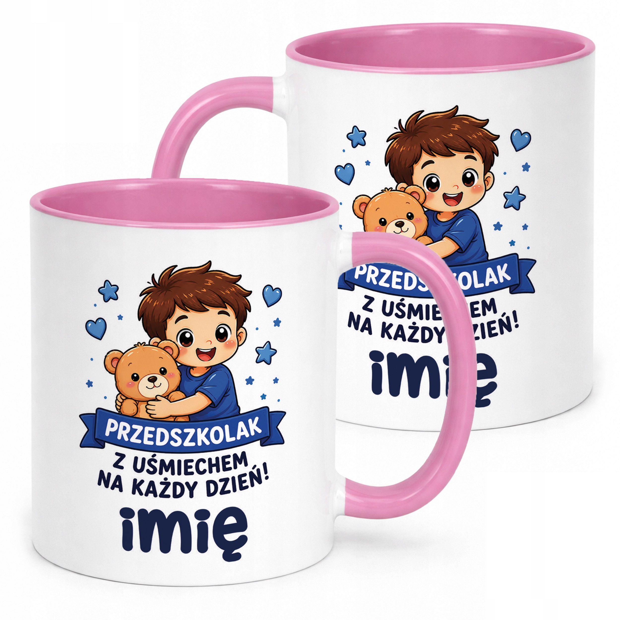 Kubek Różowy z nadrukiem personalizowany Przedszkolak Szkoła Dla Dzieci